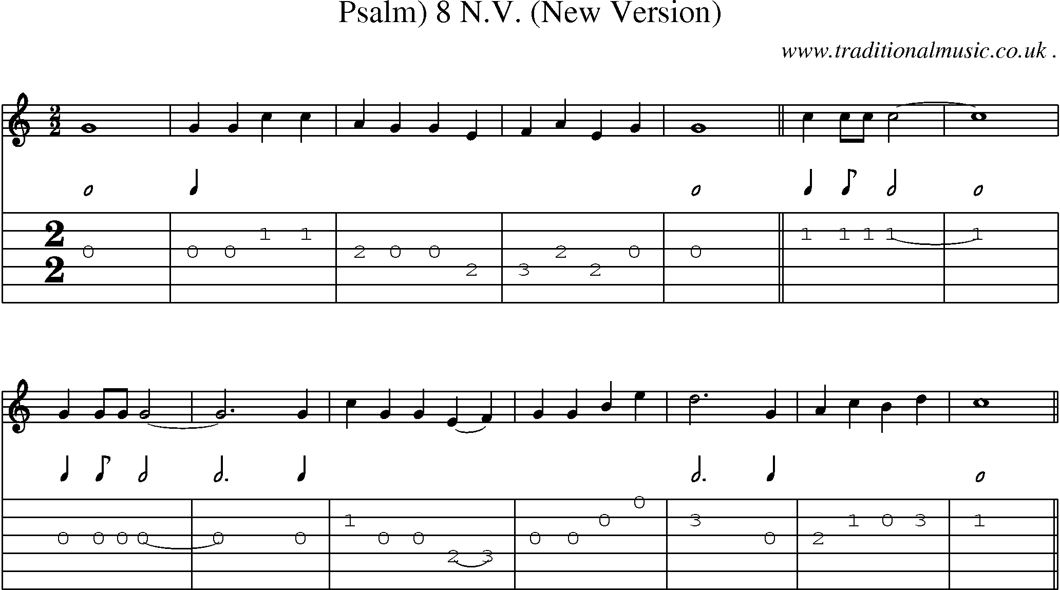 Sheet-Music and Guitar Tabs for Psalm) 8 Nv (new Version)