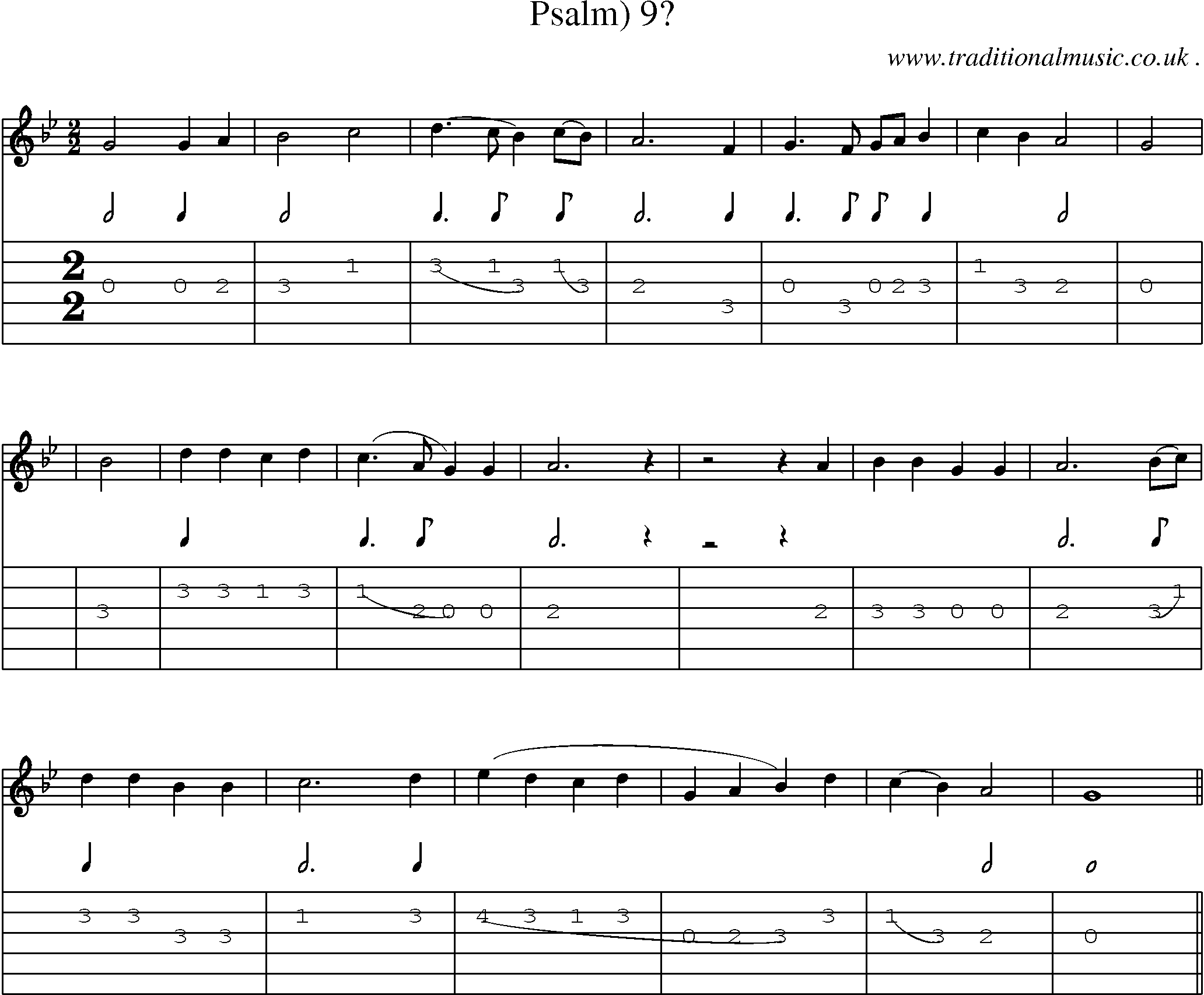 Sheet-Music and Guitar Tabs for Psalm) 9