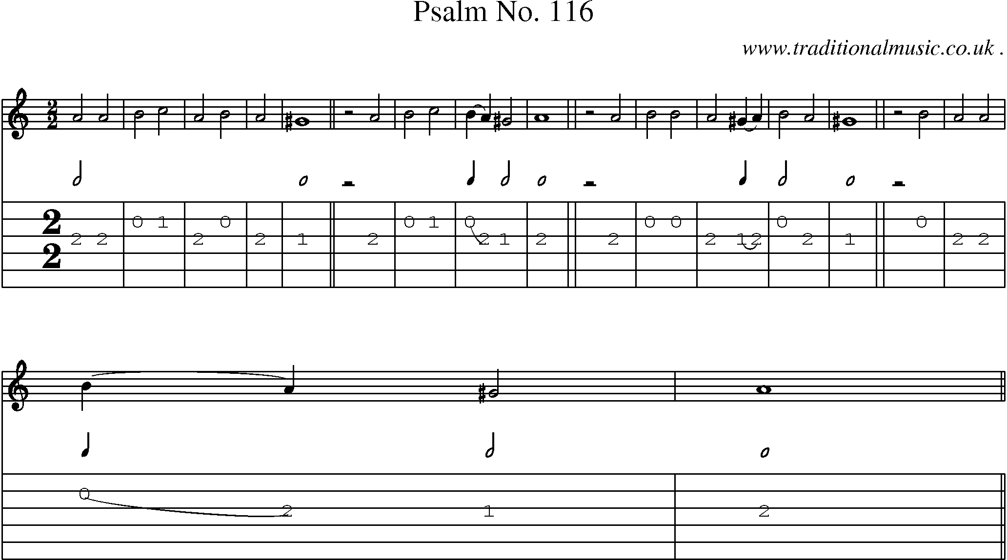 Sheet-Music and Guitar Tabs for Psalm No 116