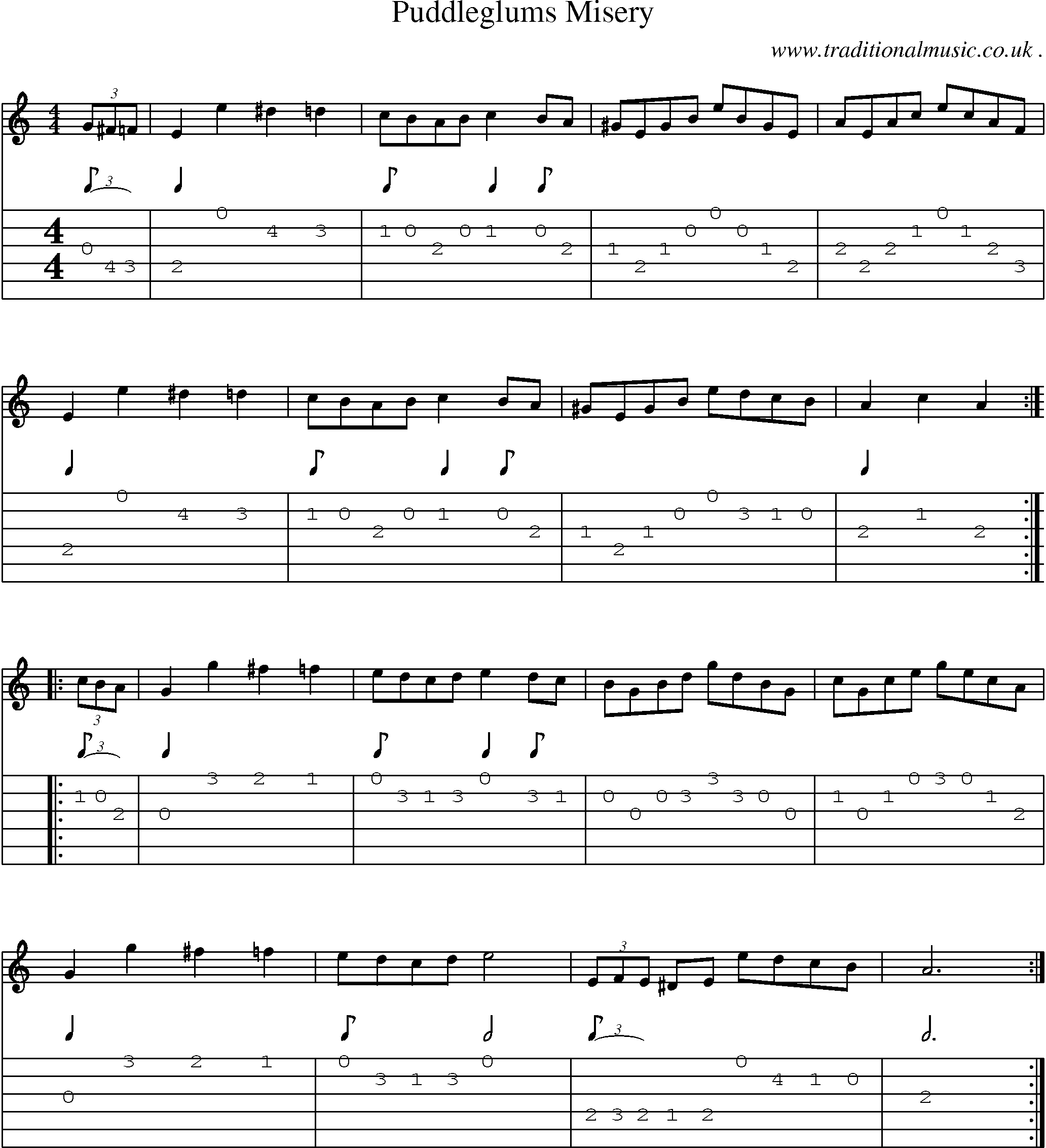 Sheet-Music and Guitar Tabs for Puddleglums Misery