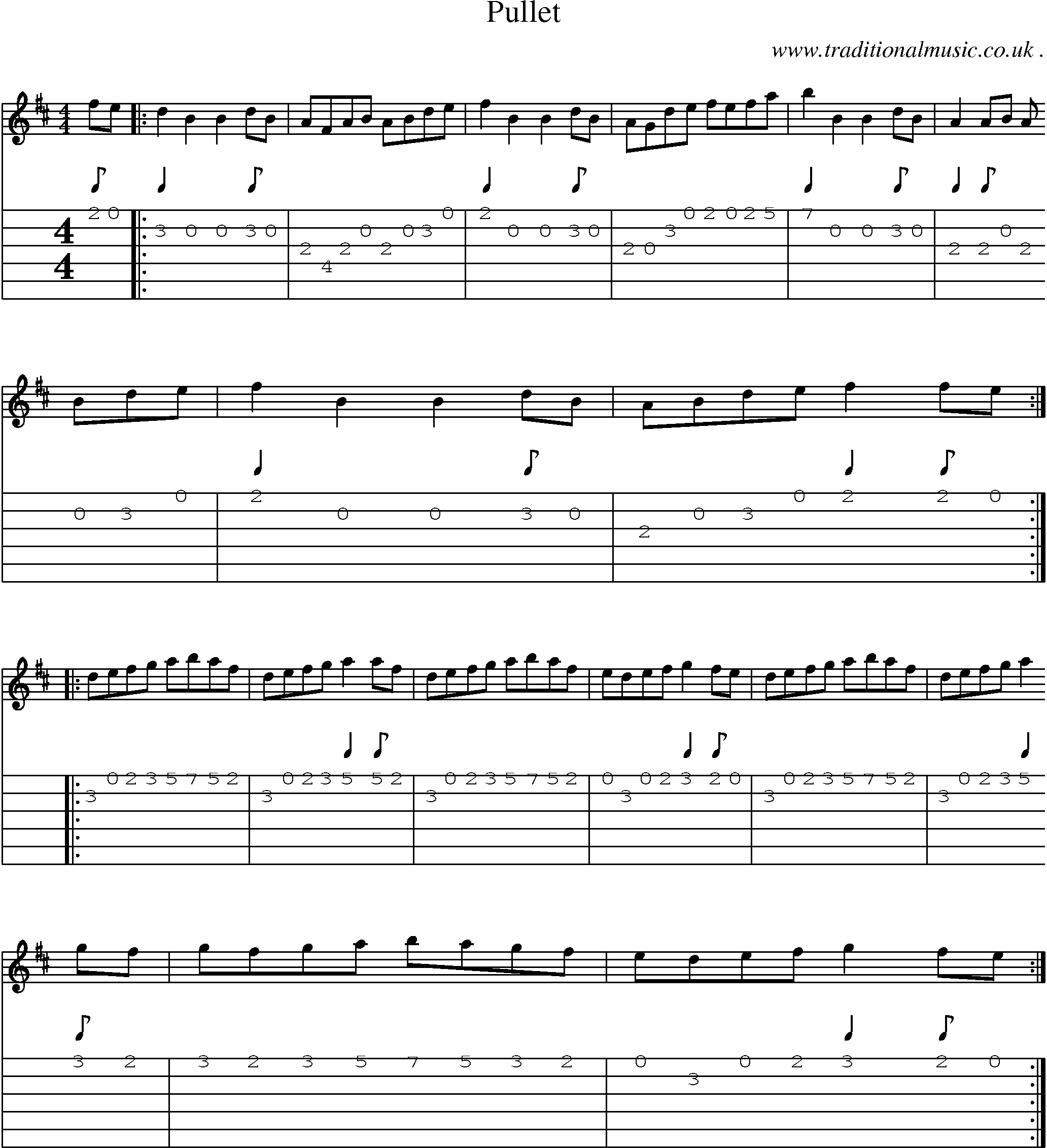 Sheet-Music and Guitar Tabs for Pullet