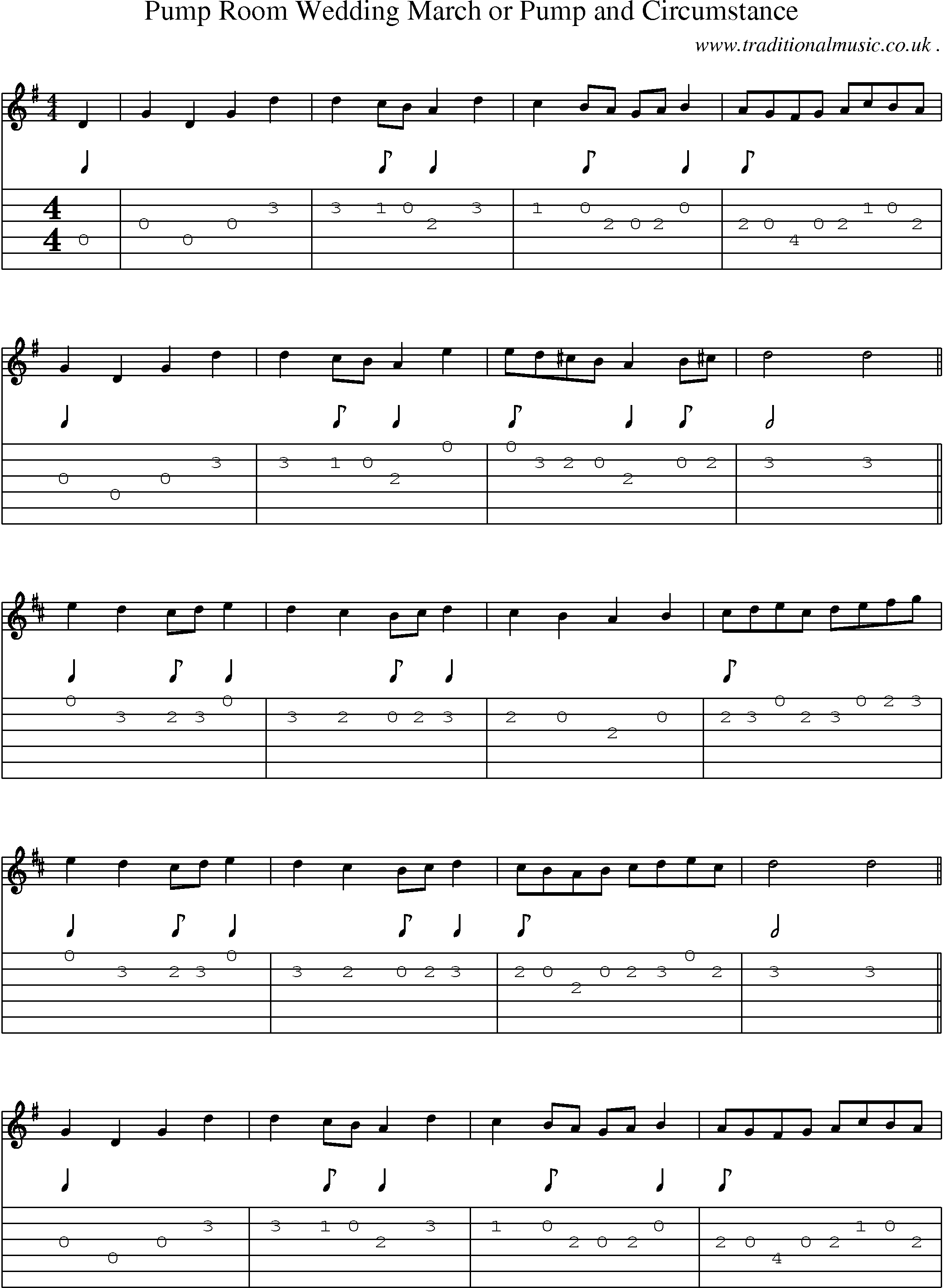 Sheet-Music and Guitar Tabs for Pump Room Wedding March Or Pump And Circumstance