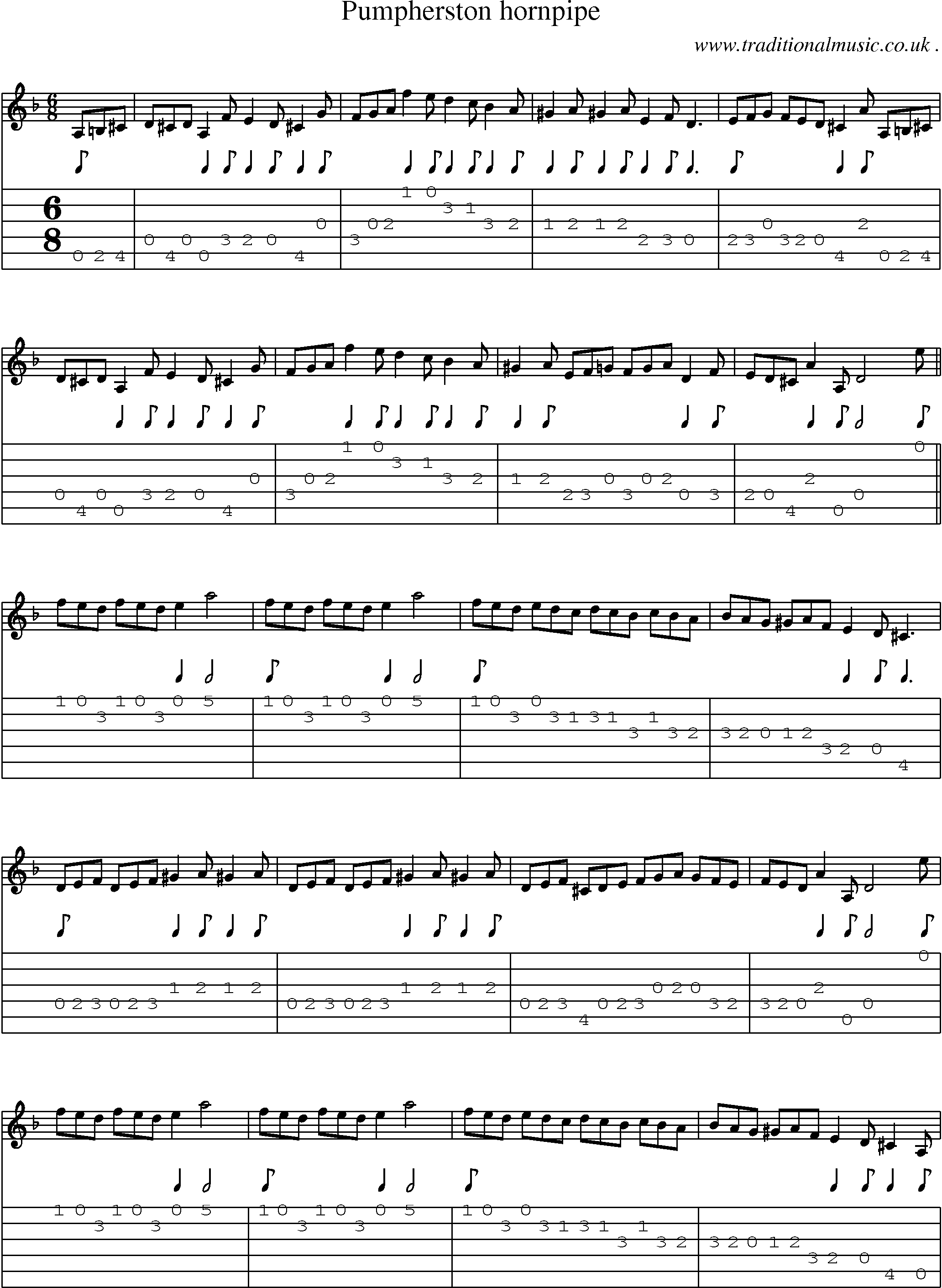 Sheet-Music and Guitar Tabs for Pumpherston Hornpipe