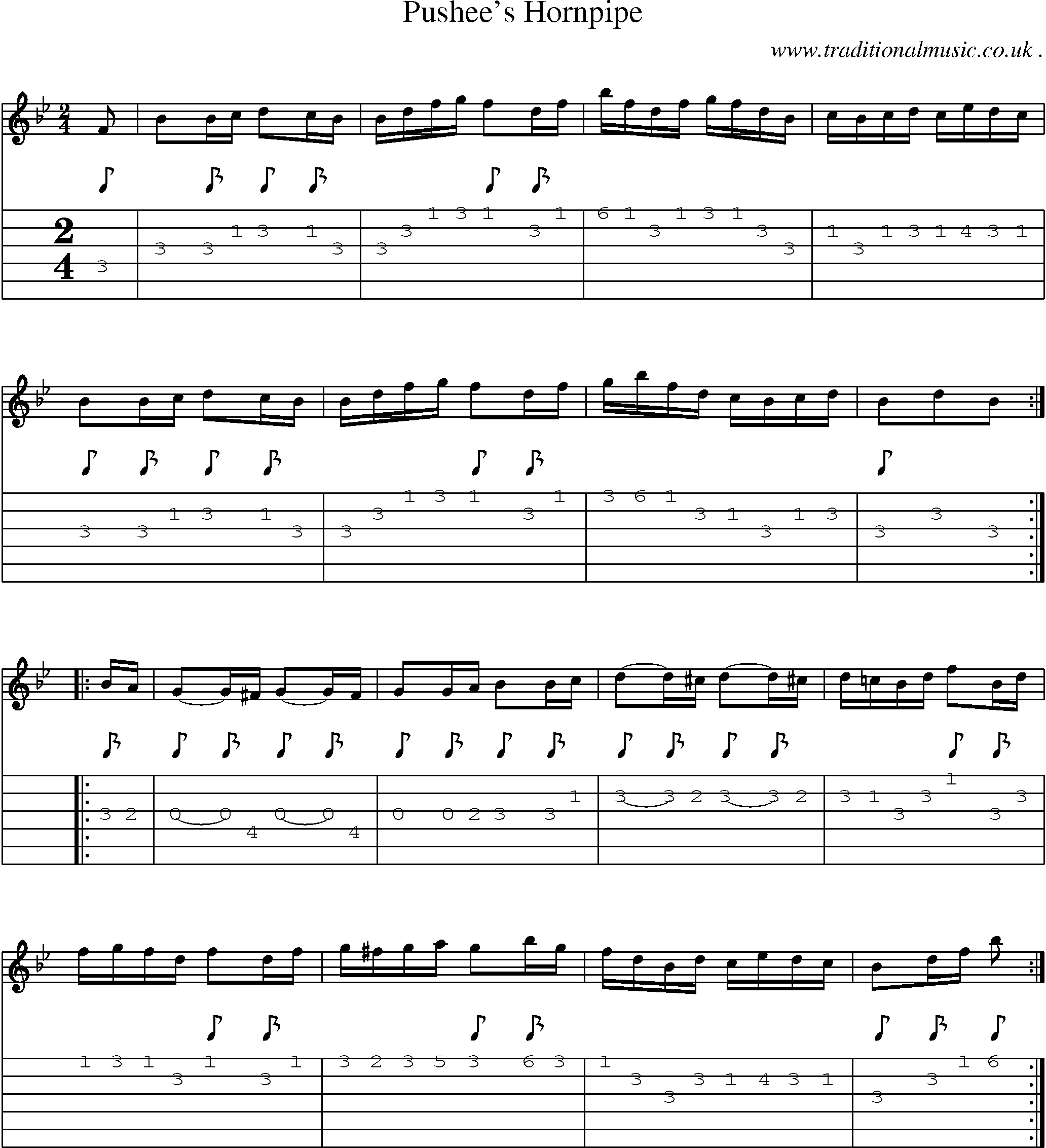 Sheet-Music and Guitar Tabs for Pushees Hornpipe