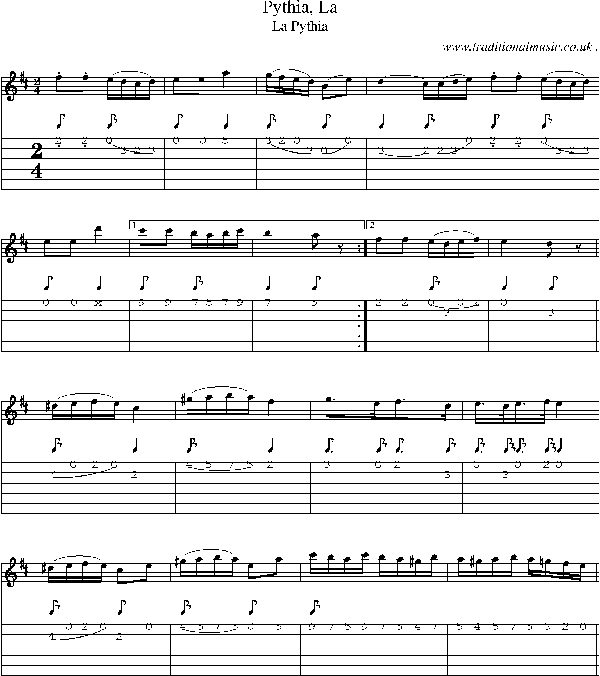 Sheet-Music and Guitar Tabs for Pythia La