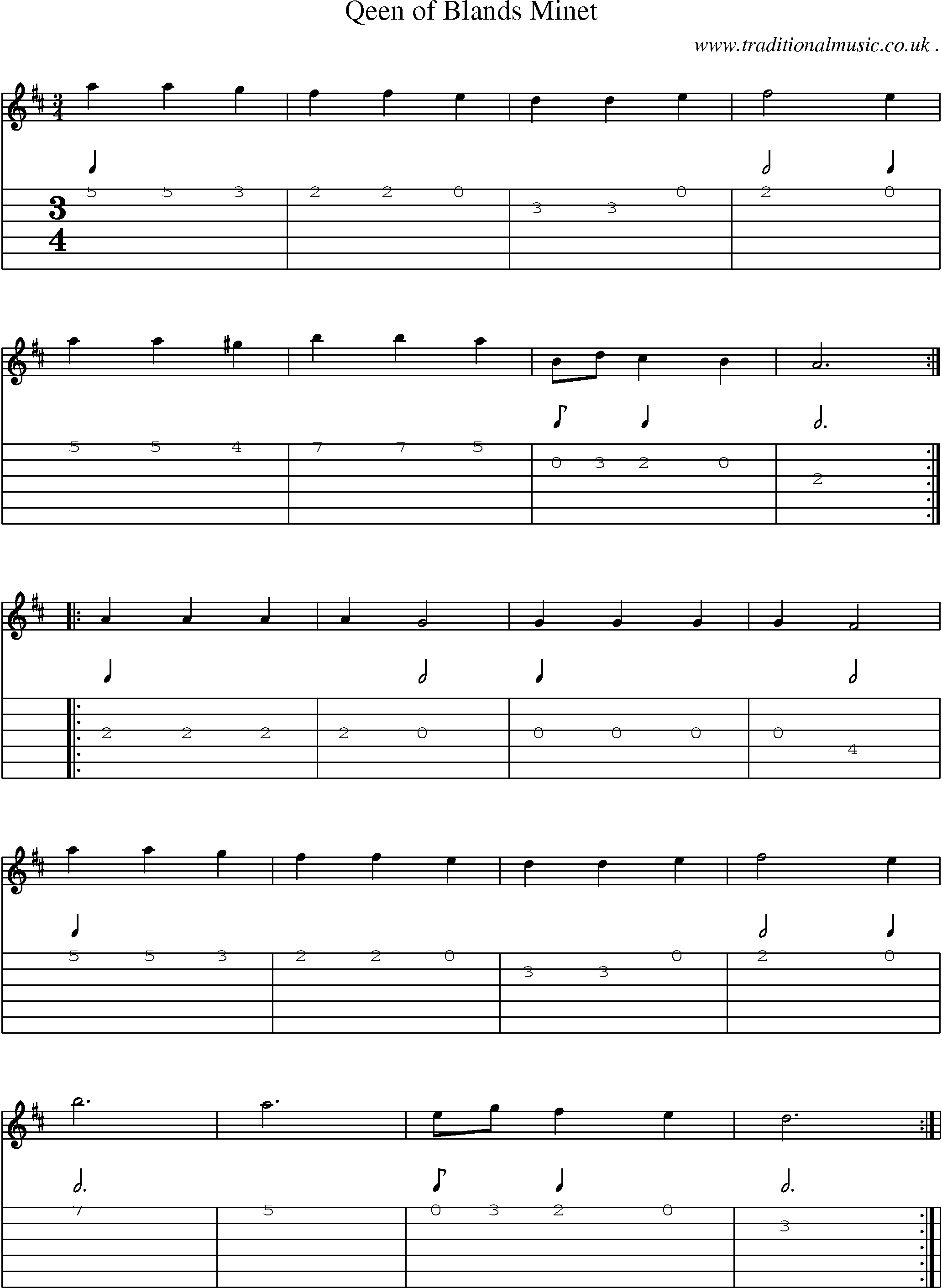 Sheet-Music and Guitar Tabs for Qeen Of Blands Minet