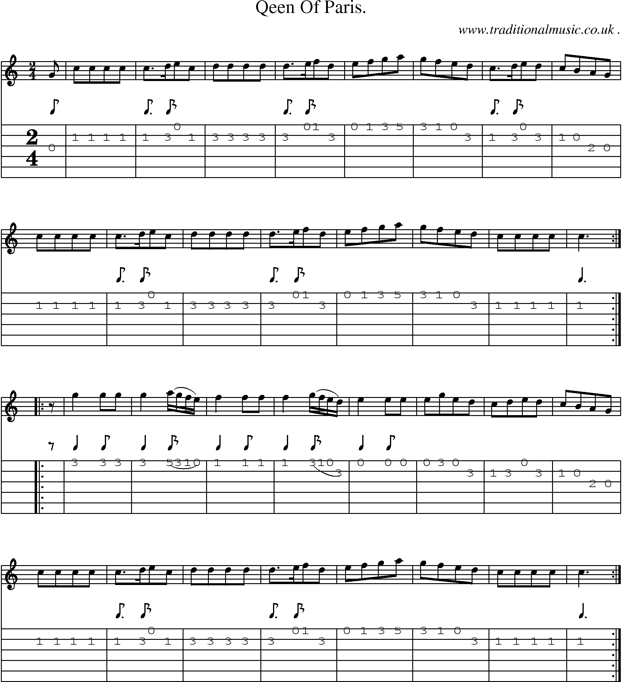 Sheet-Music and Guitar Tabs for Qeen Of Paris