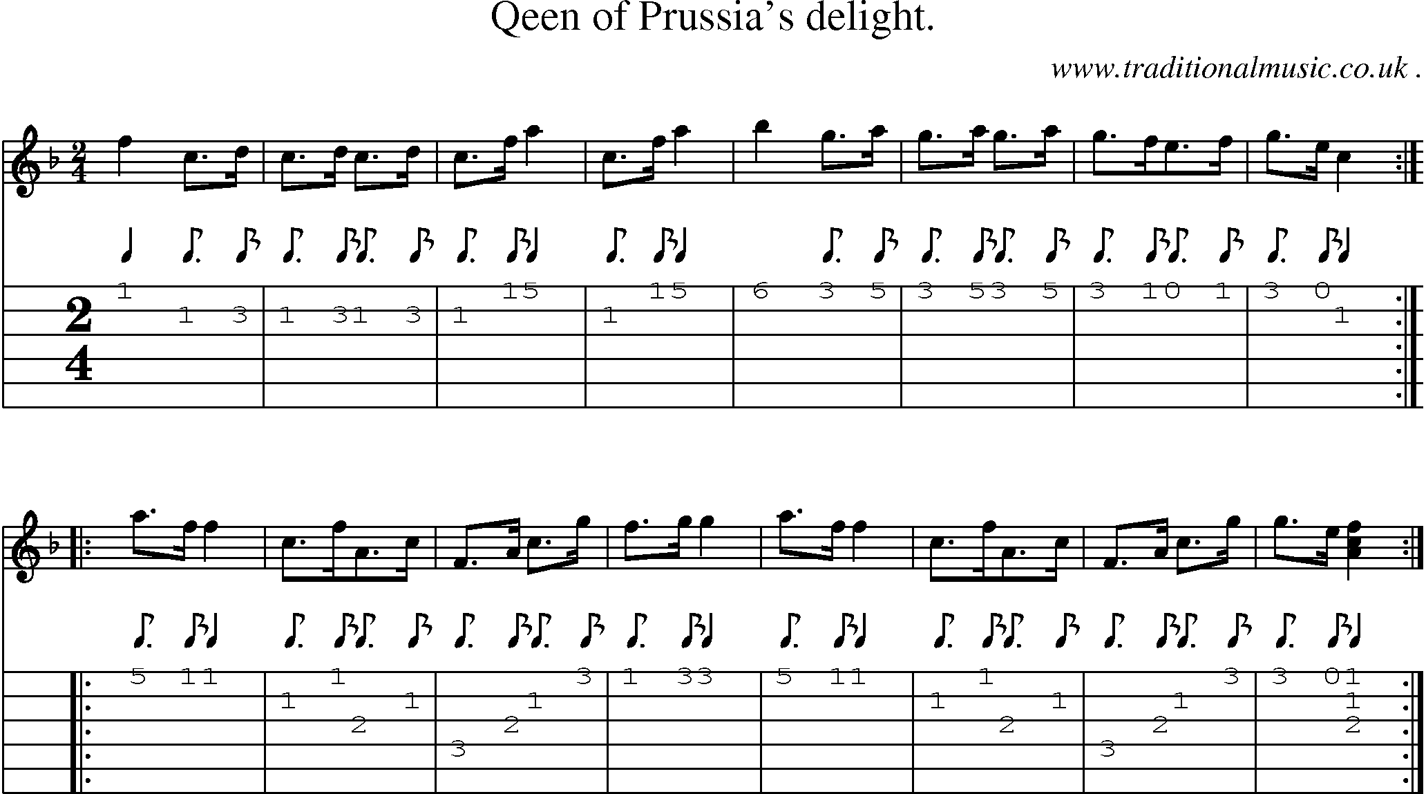 Sheet-Music and Guitar Tabs for Qeen Of Prussias Delight