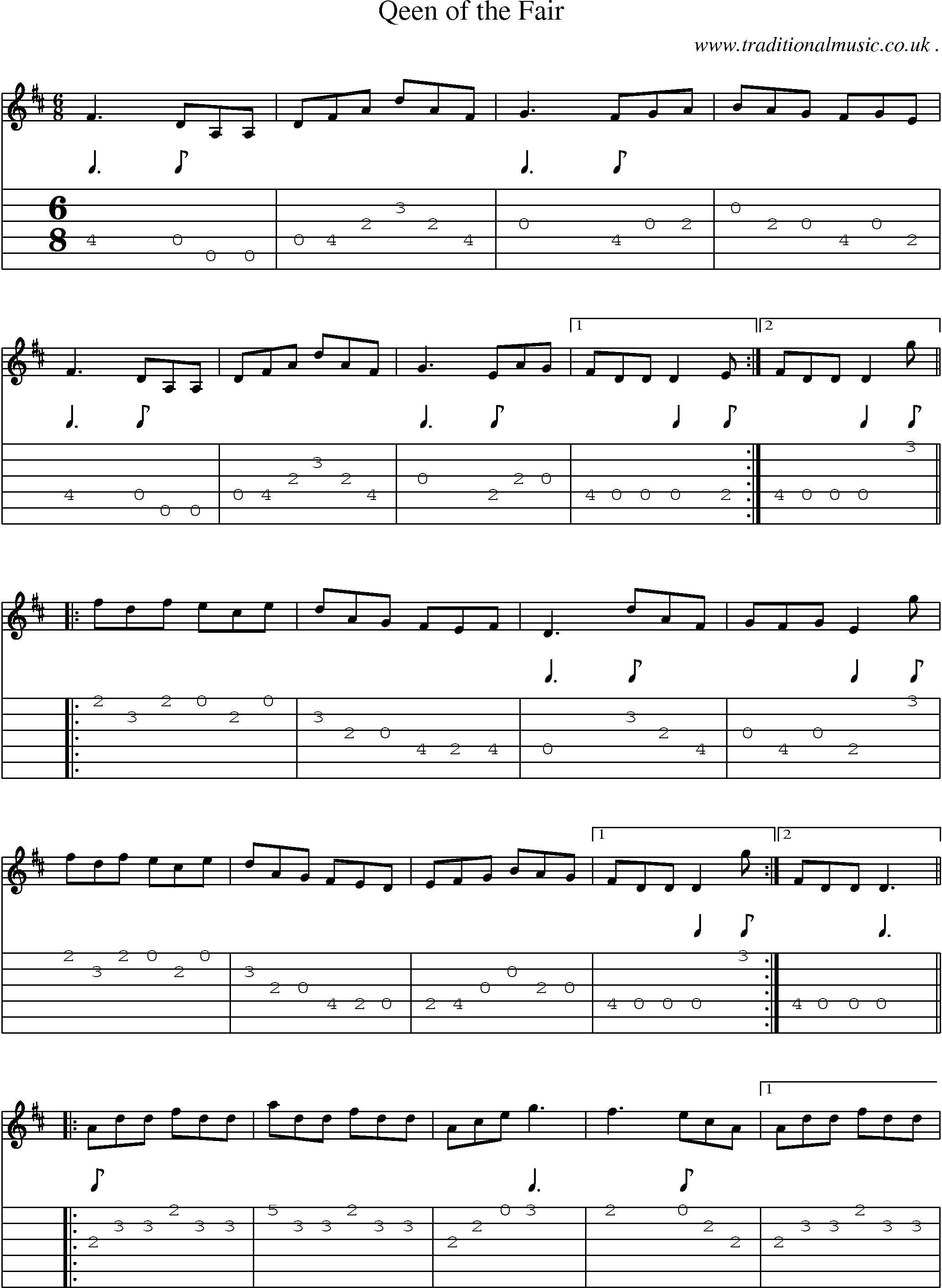 Sheet-Music and Guitar Tabs for Qeen Of The Fair