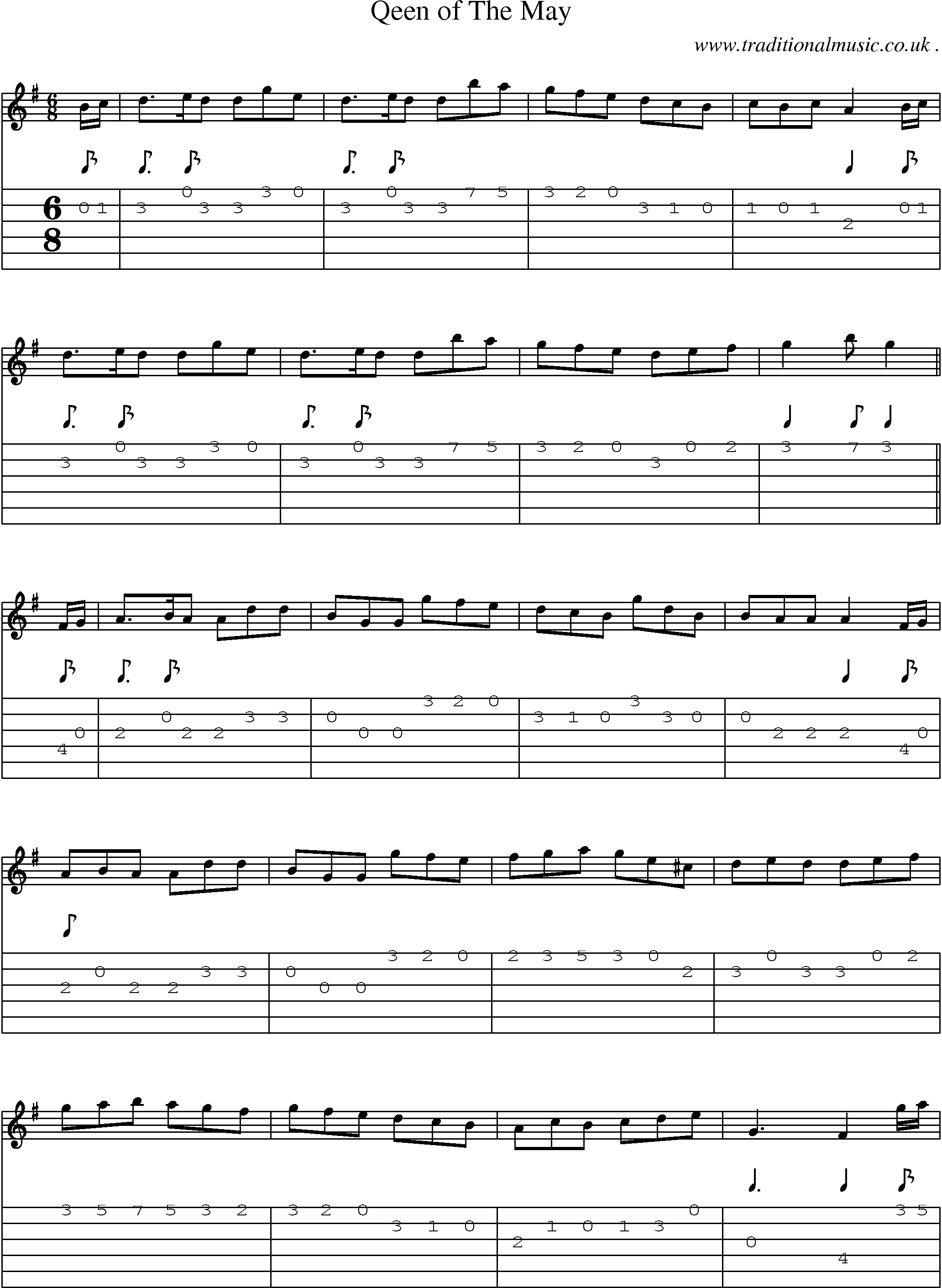 Sheet-Music and Guitar Tabs for Qeen Of The May