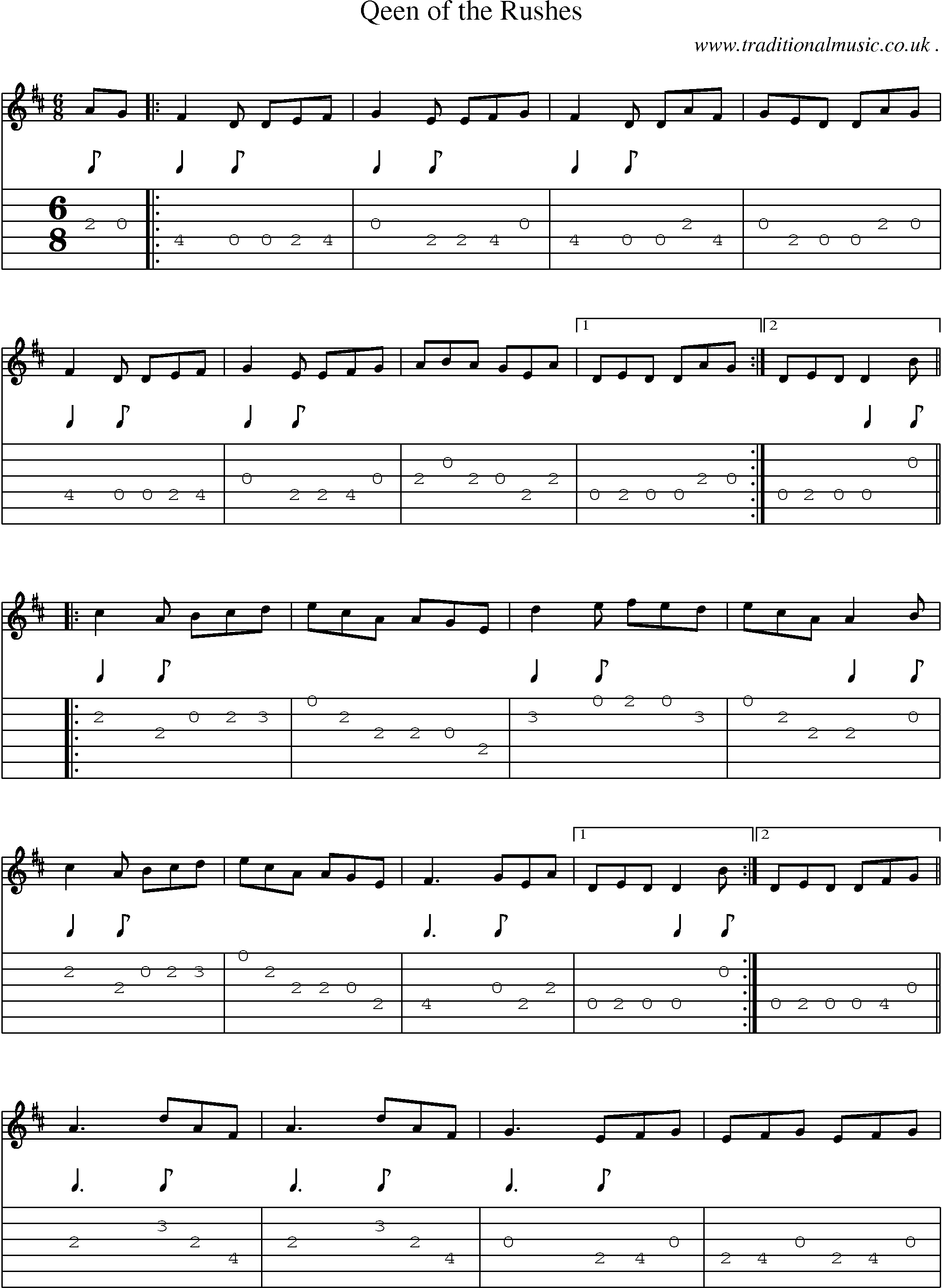 Sheet-Music and Guitar Tabs for Qeen Of The Rushes