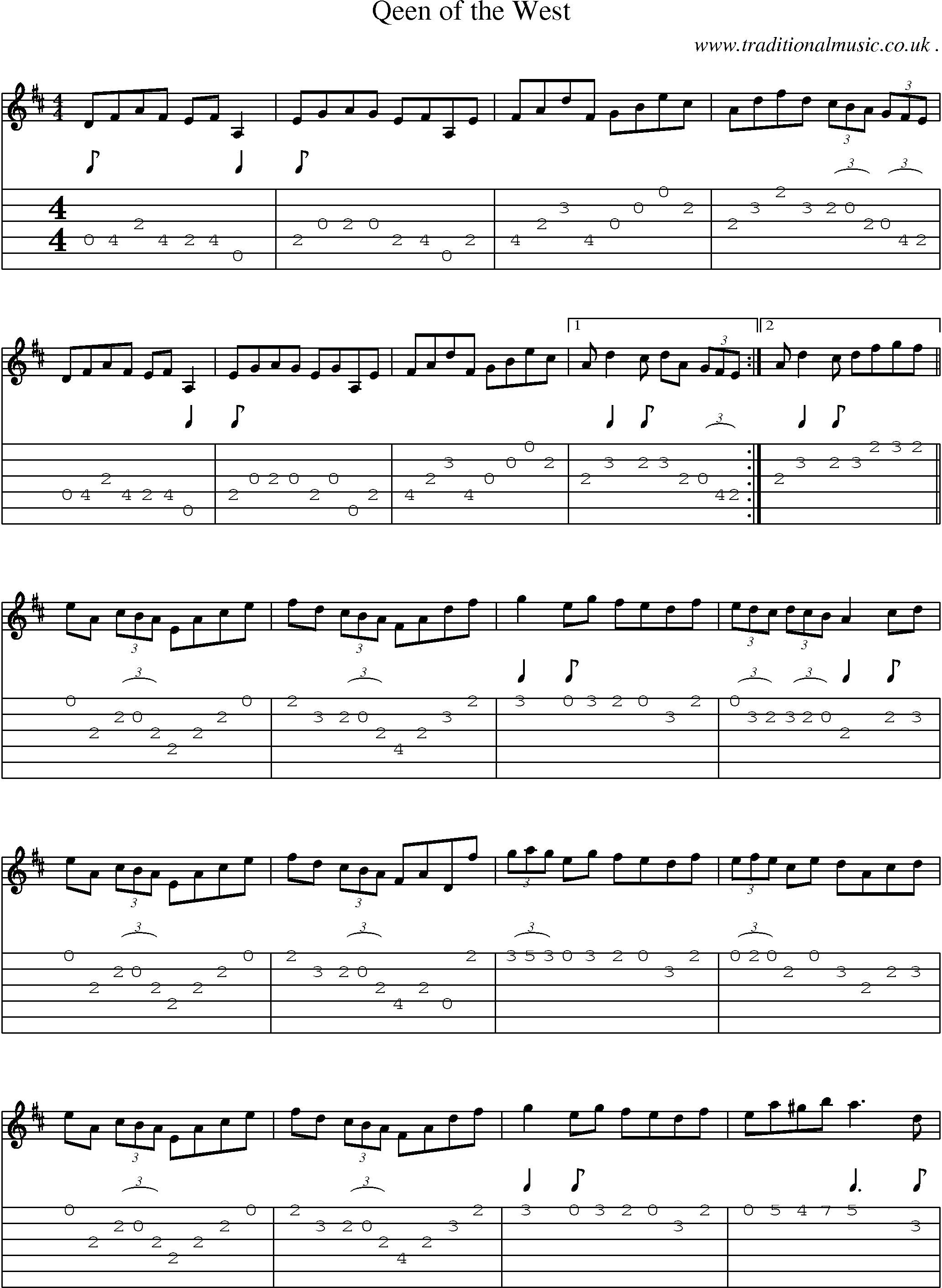 Sheet-Music and Guitar Tabs for Qeen Of The West