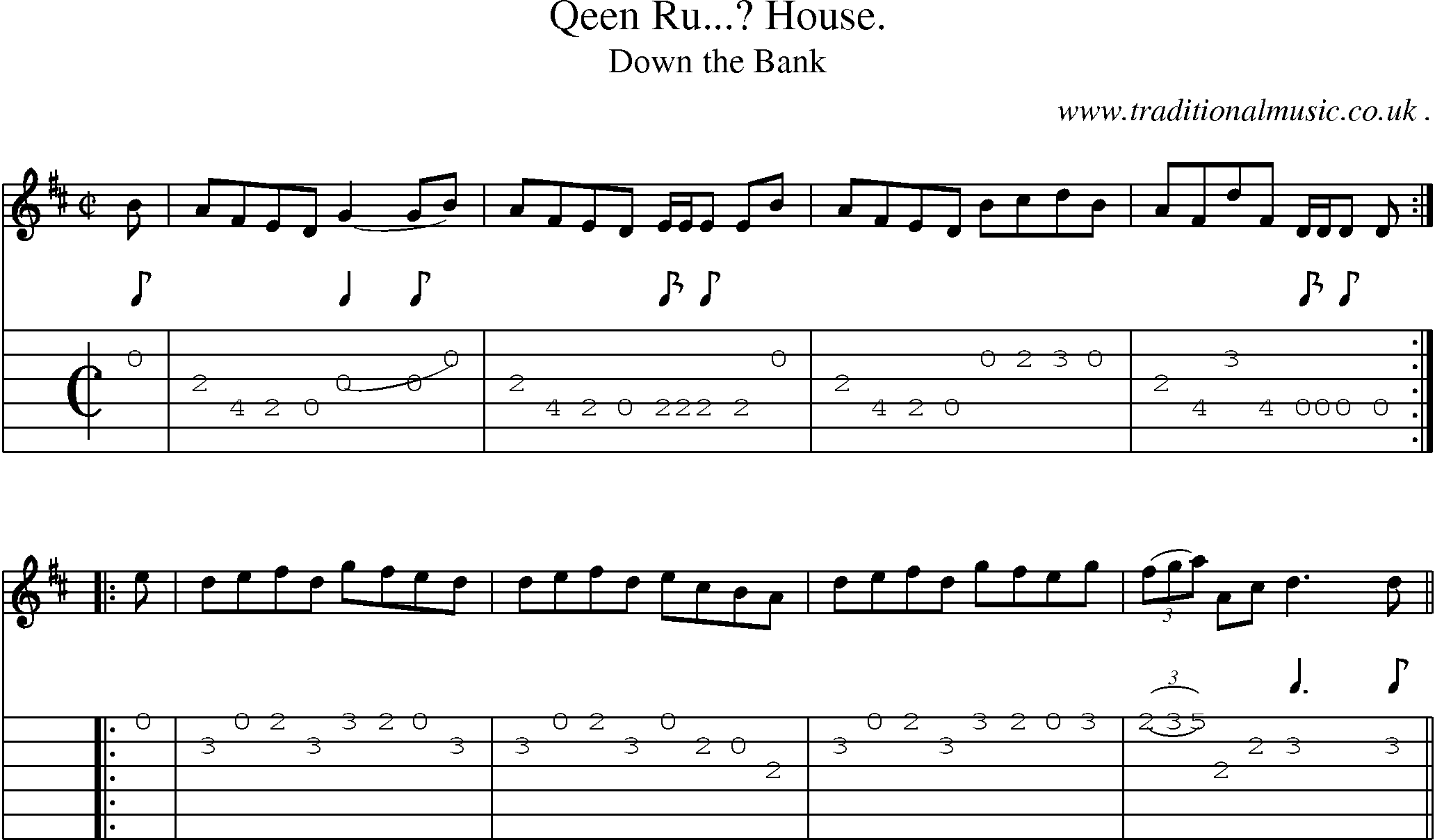 Sheet-Music and Guitar Tabs for Qeen Ru House