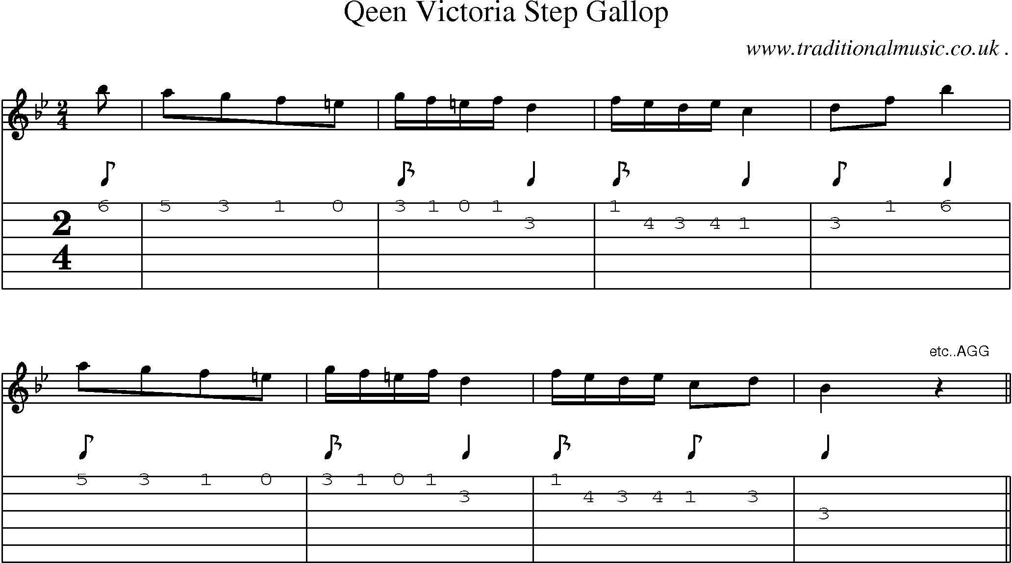 Sheet-Music and Guitar Tabs for Qeen Victoria Step Gallop