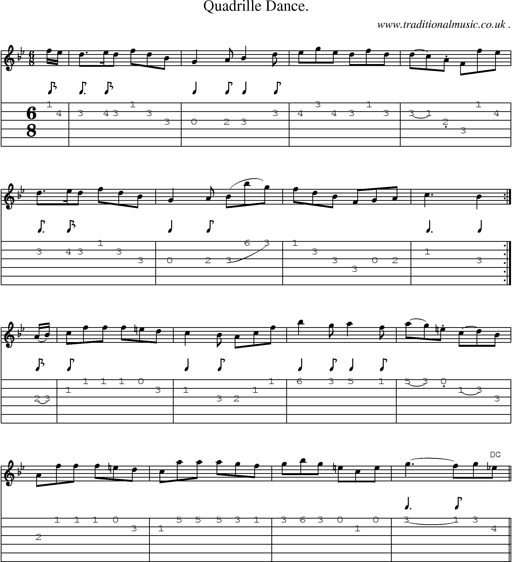 Sheet-Music and Guitar Tabs for Quadrille Dance