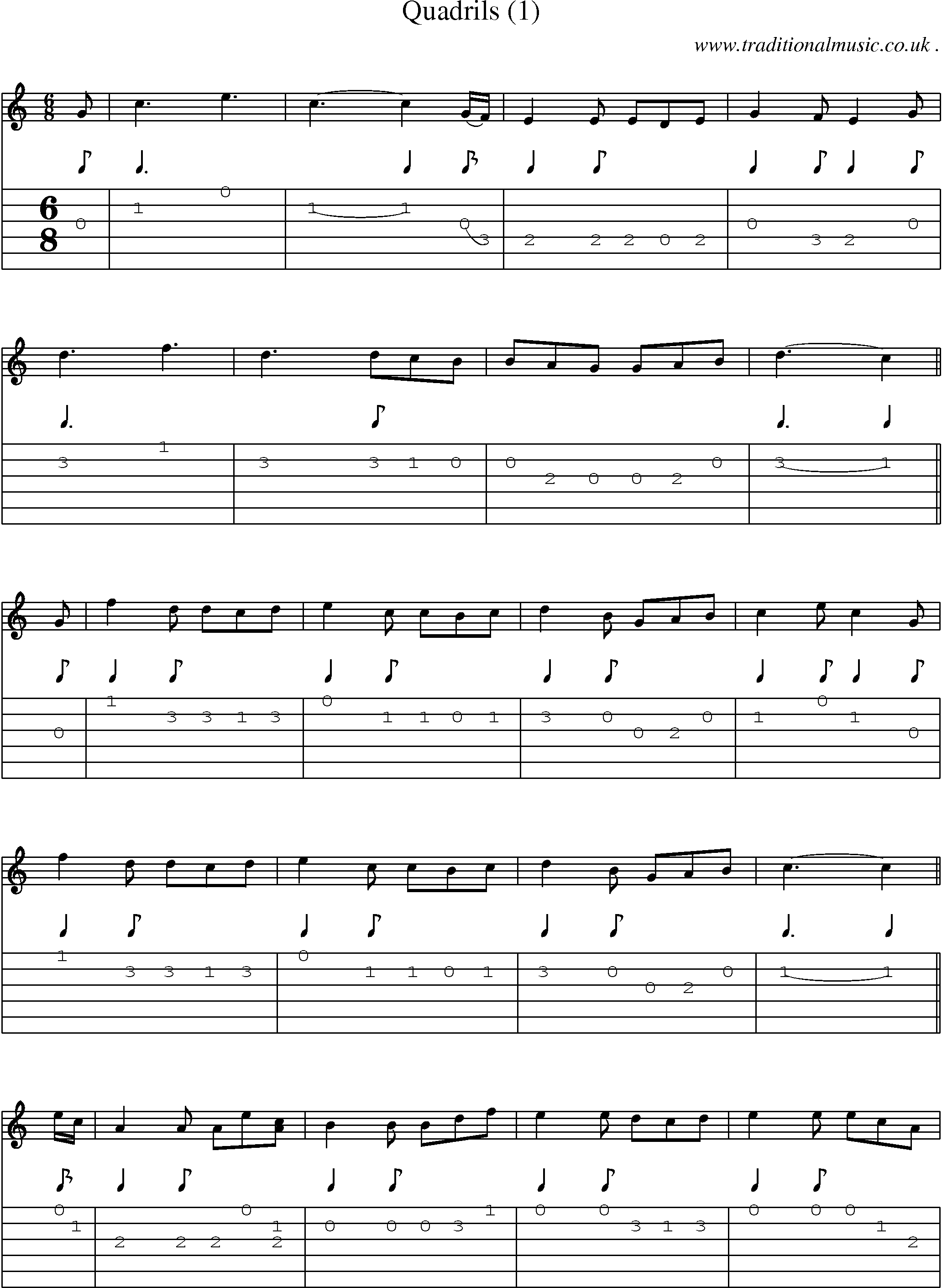 Sheet-Music and Guitar Tabs for Quadrils (1)