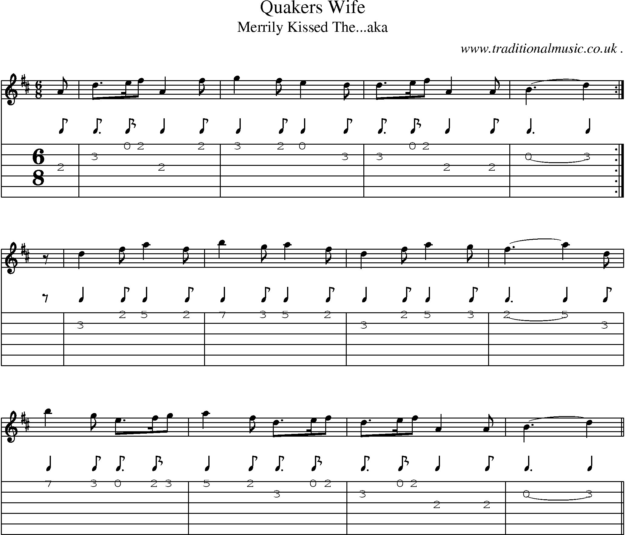 Sheet-Music and Guitar Tabs for Quakers Wife 