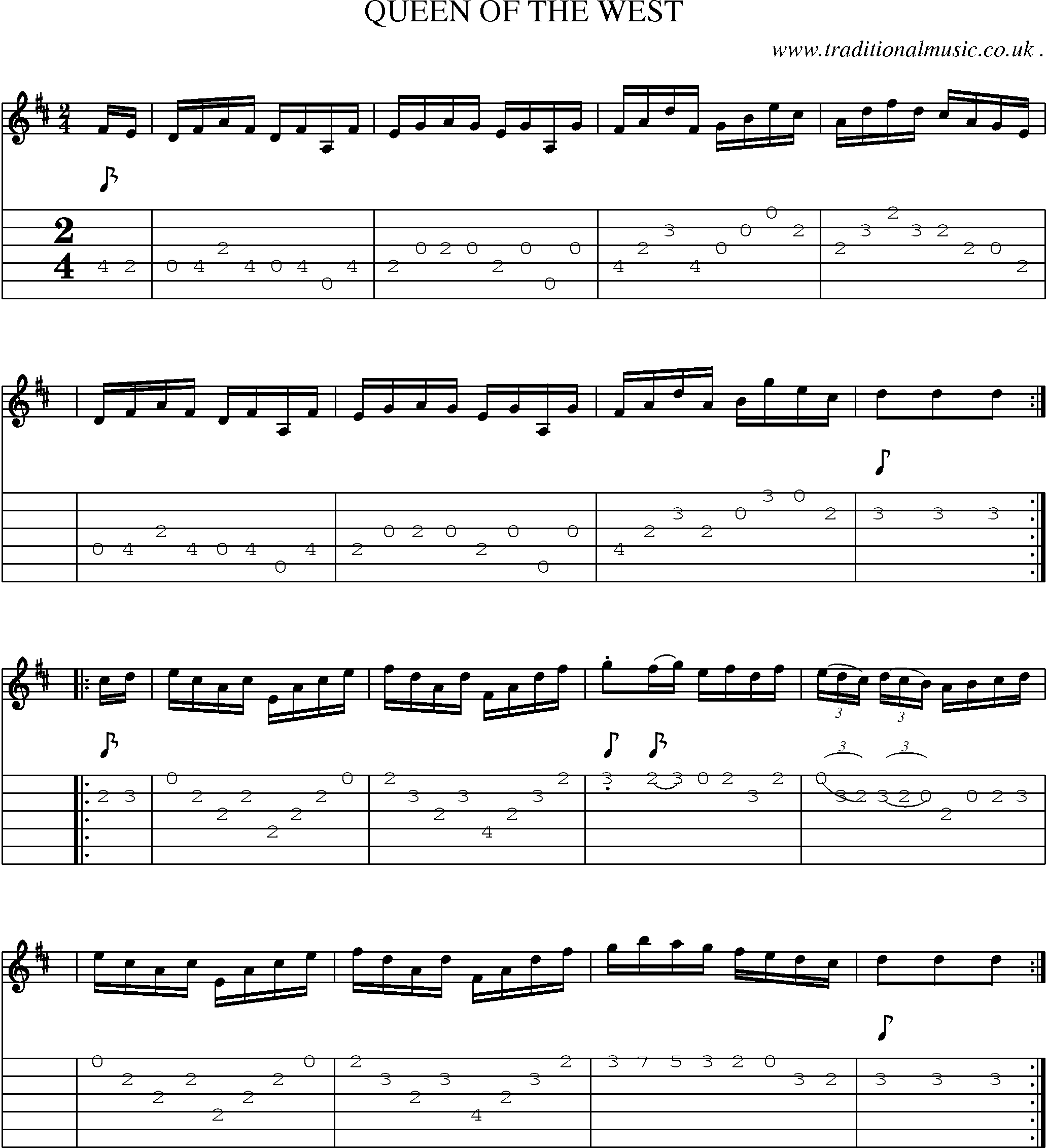 Sheet-Music and Guitar Tabs for Queen Of The West