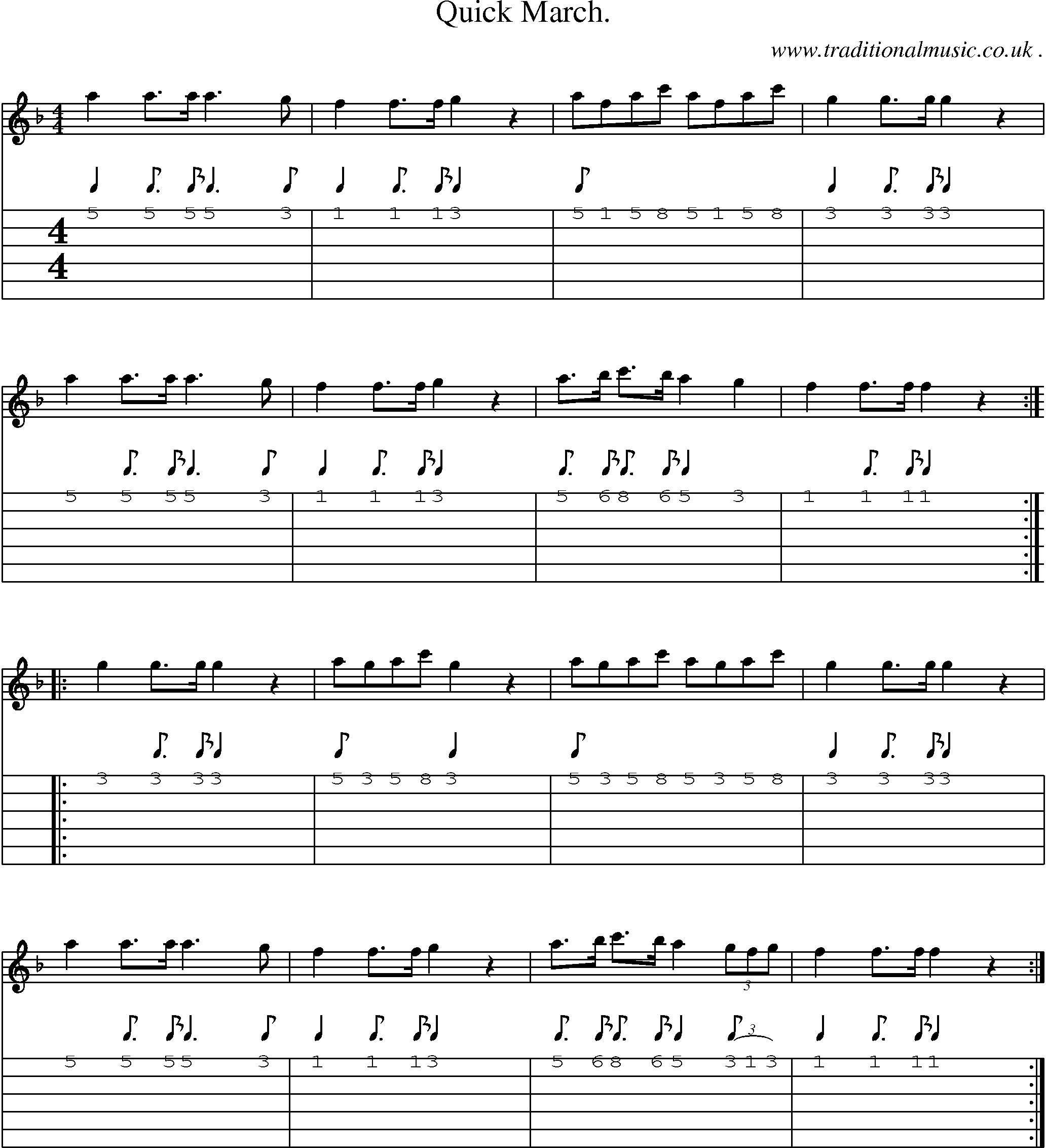 Sheet-Music and Guitar Tabs for Quick March 