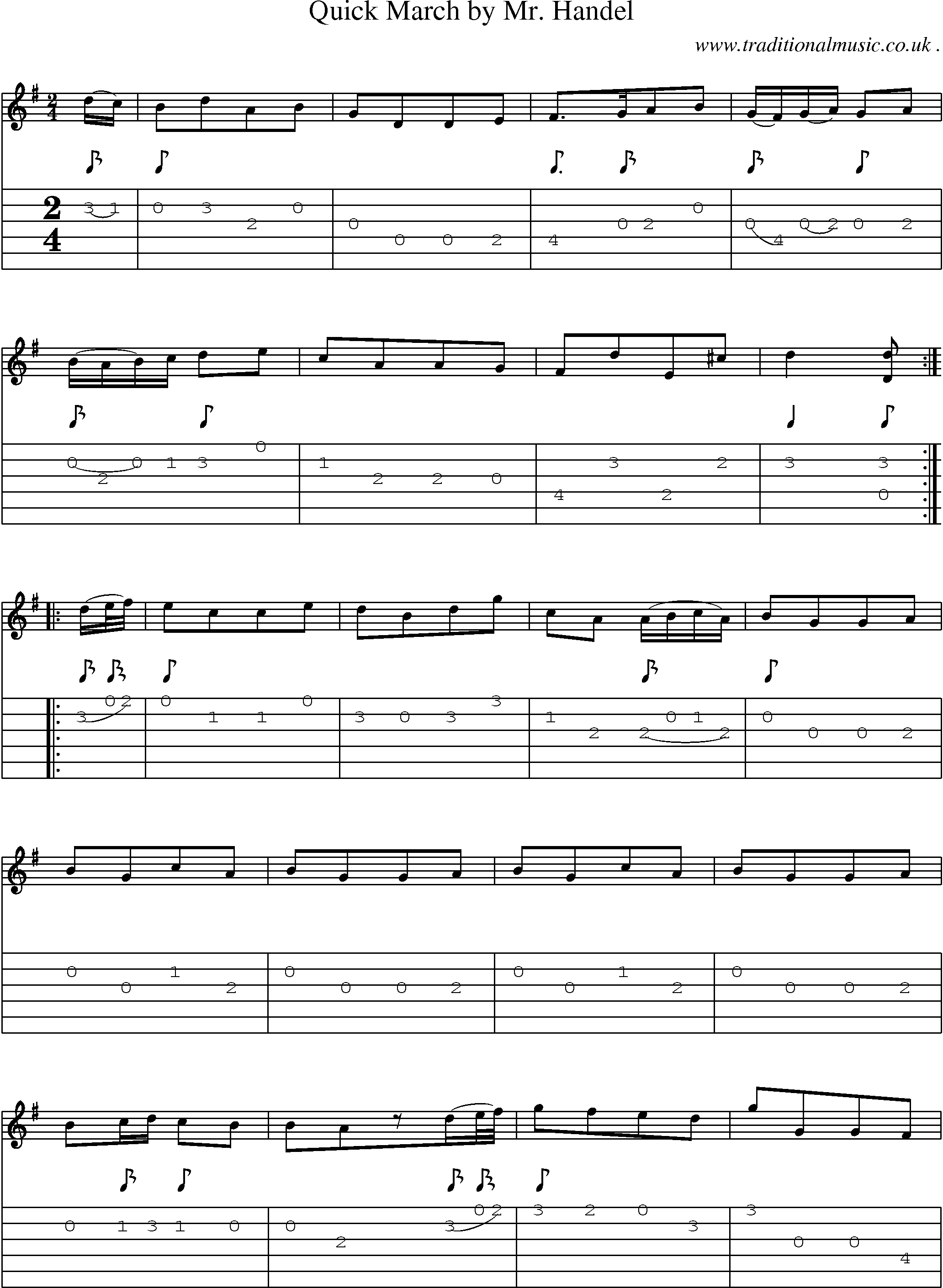 Sheet-Music and Guitar Tabs for Quick March By Mr Handel