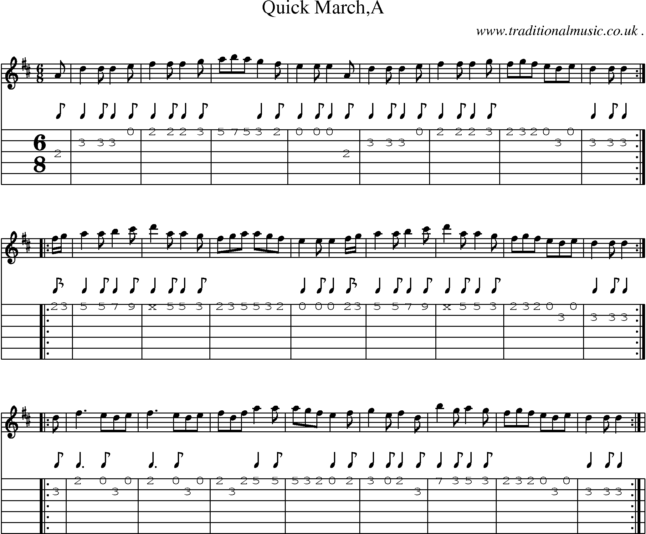 Sheet-Music and Guitar Tabs for Quick Marcha