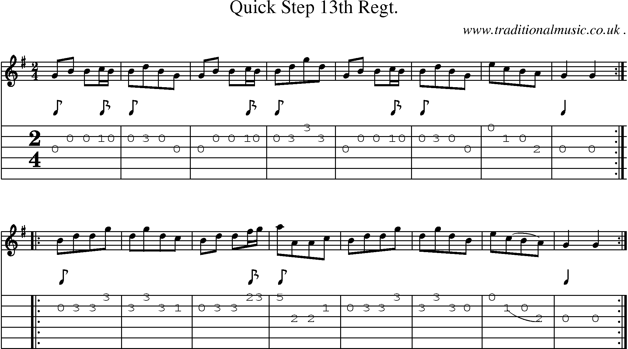 Sheet-Music and Guitar Tabs for Quick Step 13th Regt