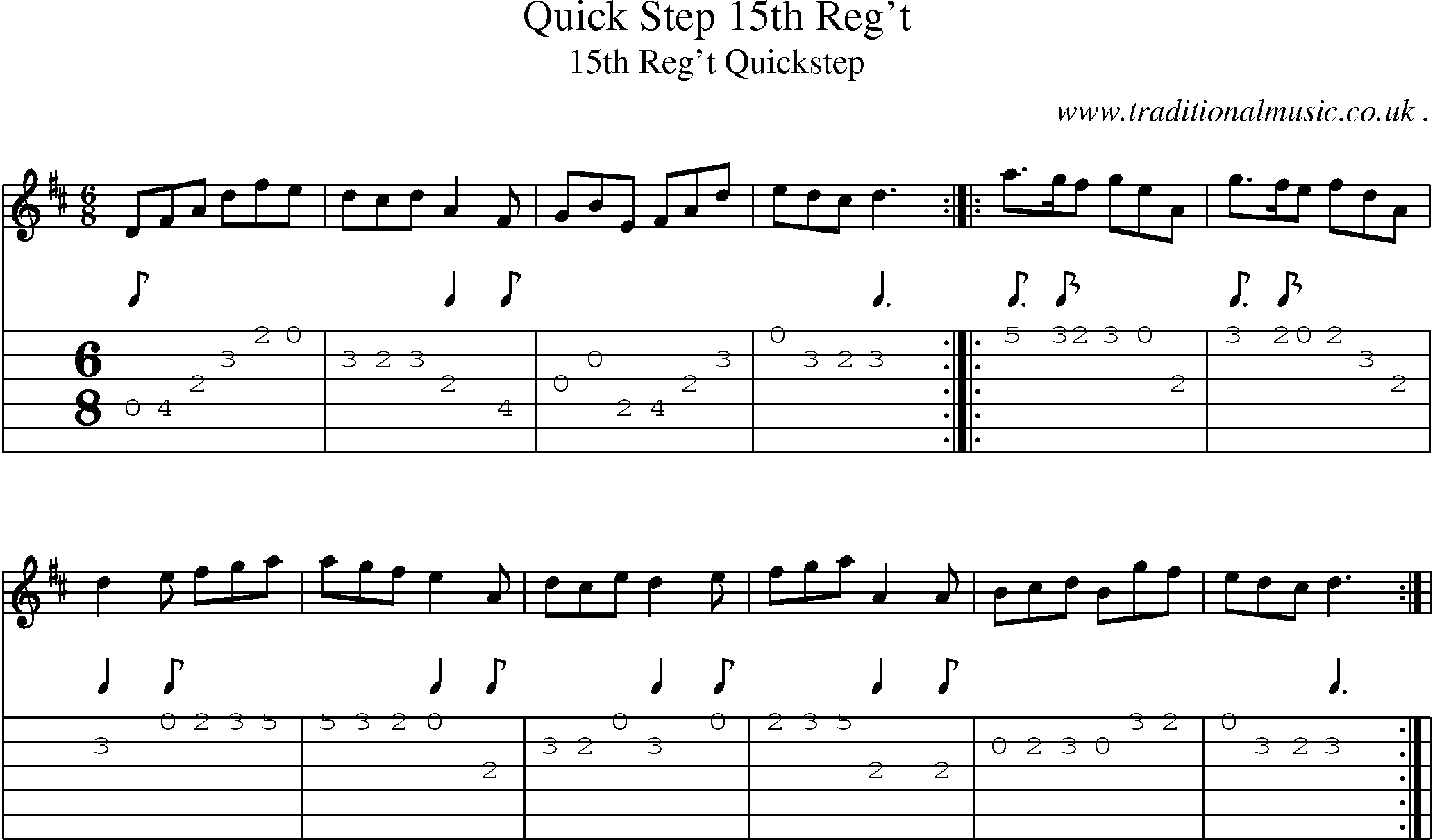 Sheet-Music and Guitar Tabs for Quick Step 15th Reg