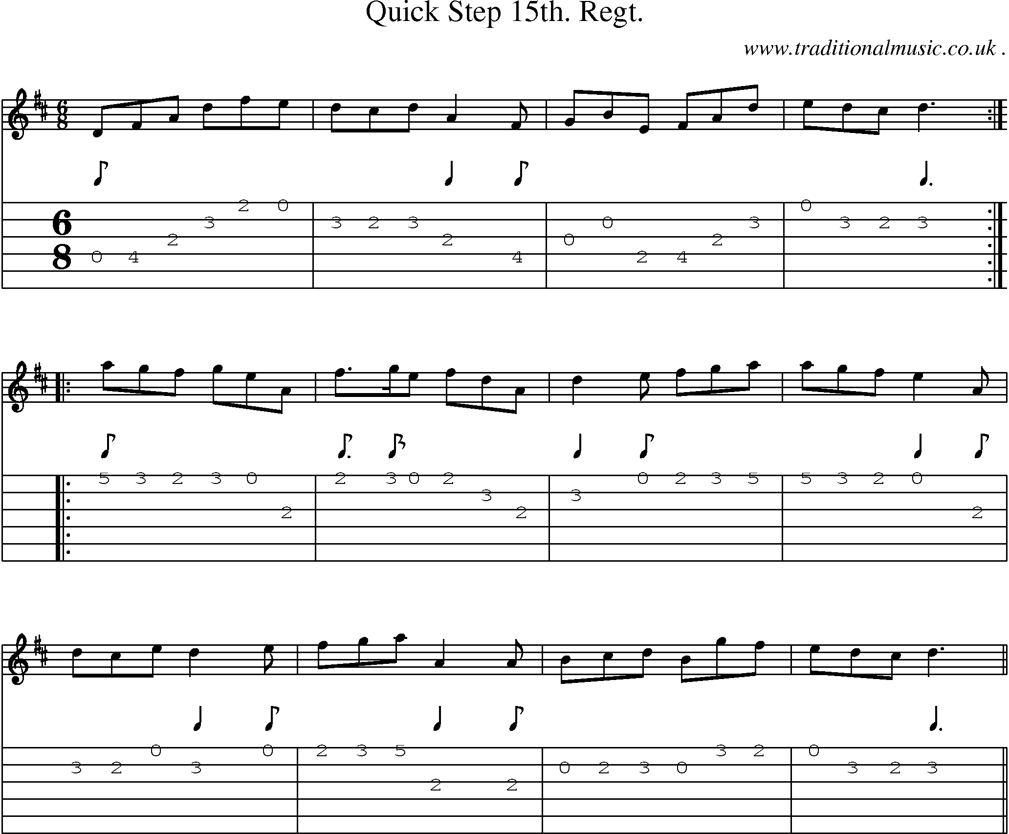Sheet-Music and Guitar Tabs for Quick Step 15th Regt