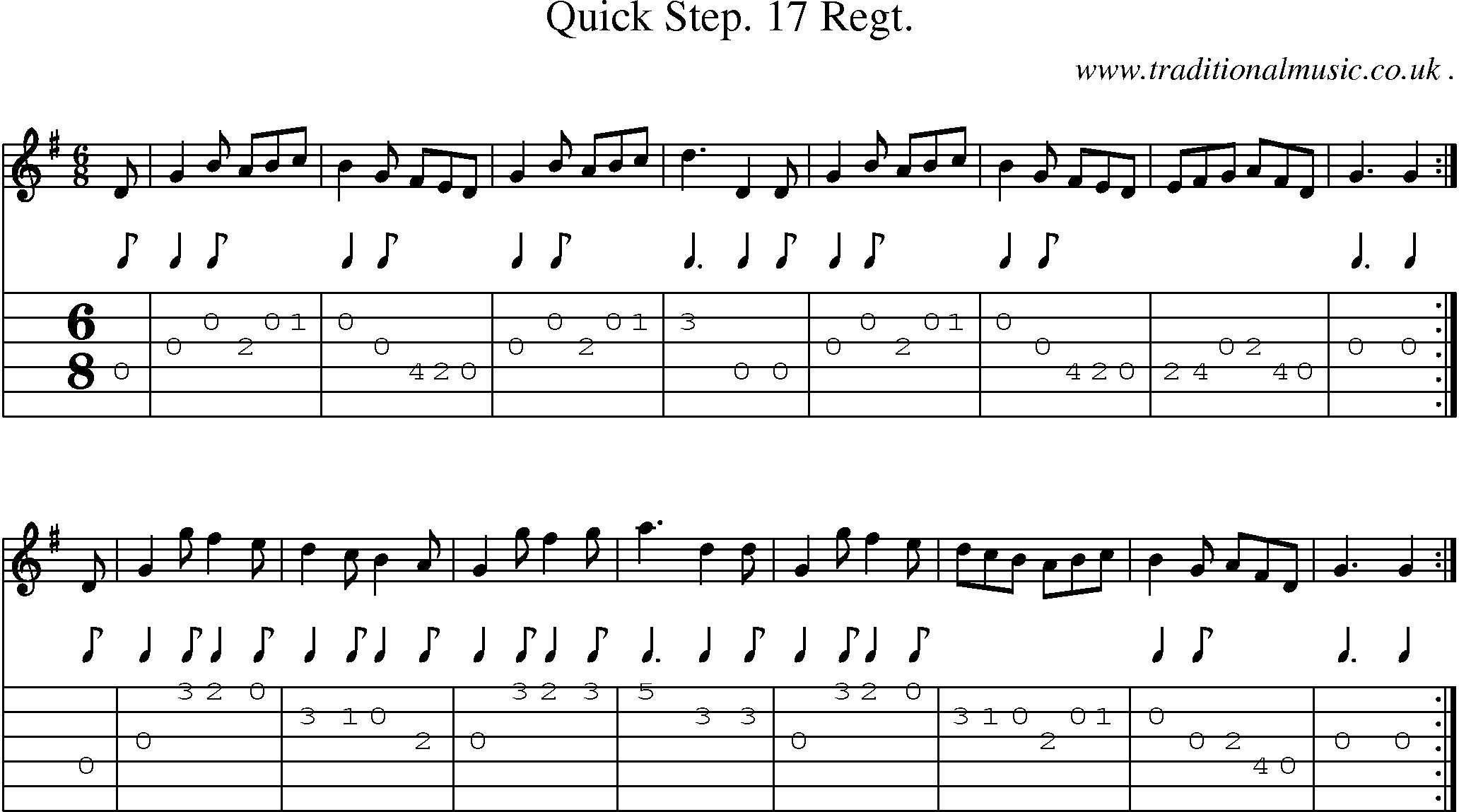 Sheet-Music and Guitar Tabs for Quick Step 17 Regt