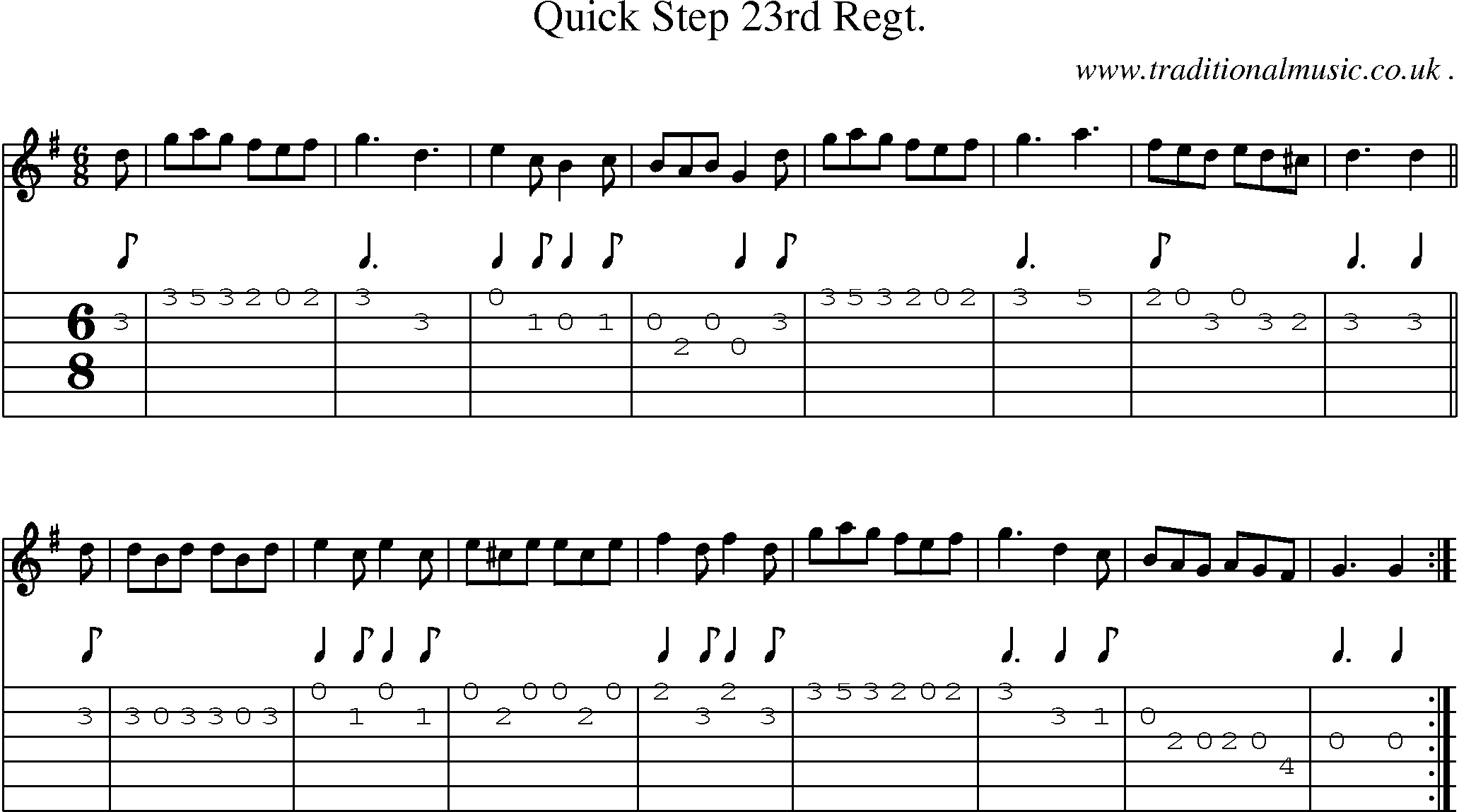 Sheet-Music and Guitar Tabs for Quick Step 23rd Regt