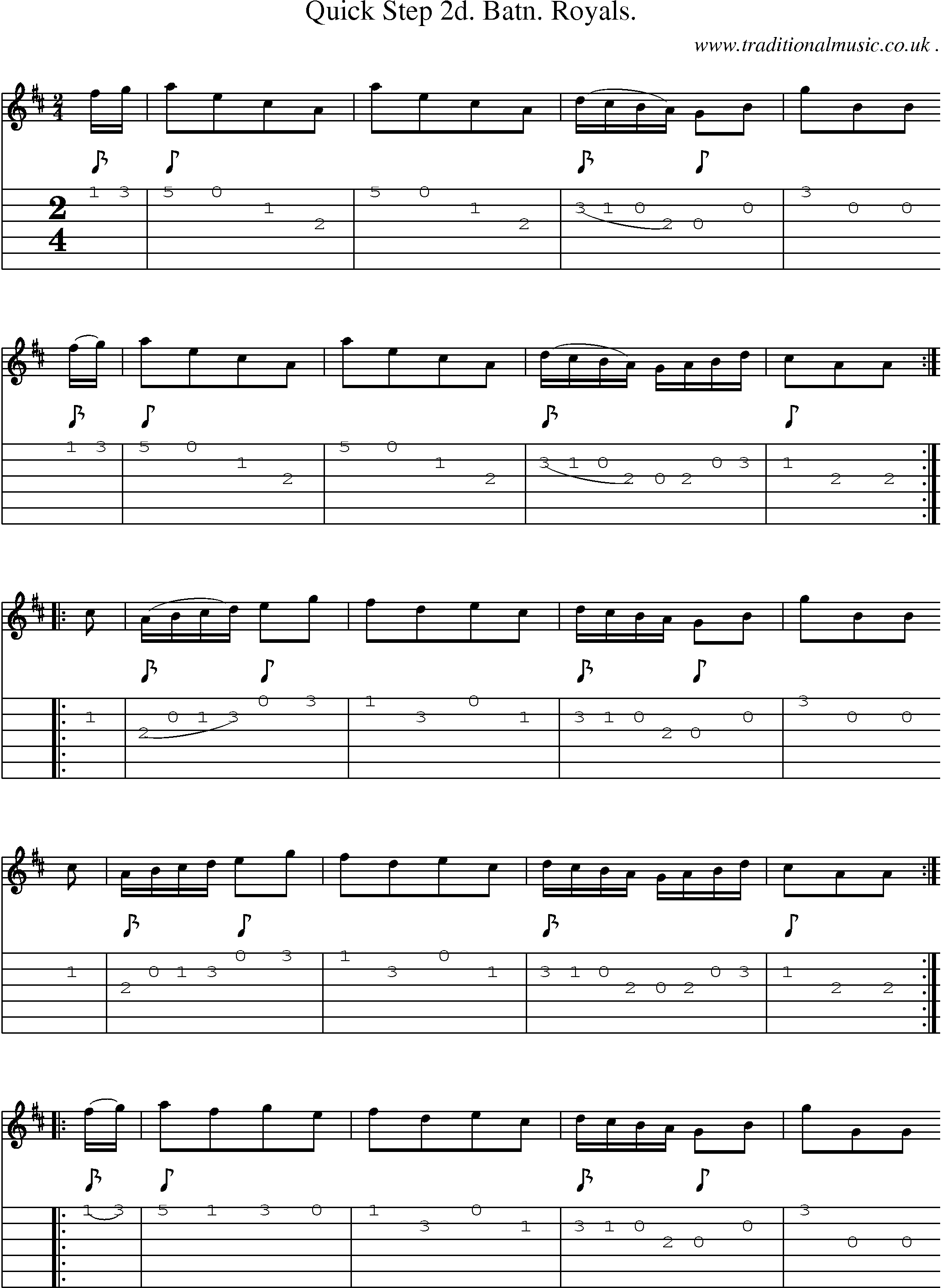 Sheet-Music and Guitar Tabs for Quick Step 2d Batn Royals