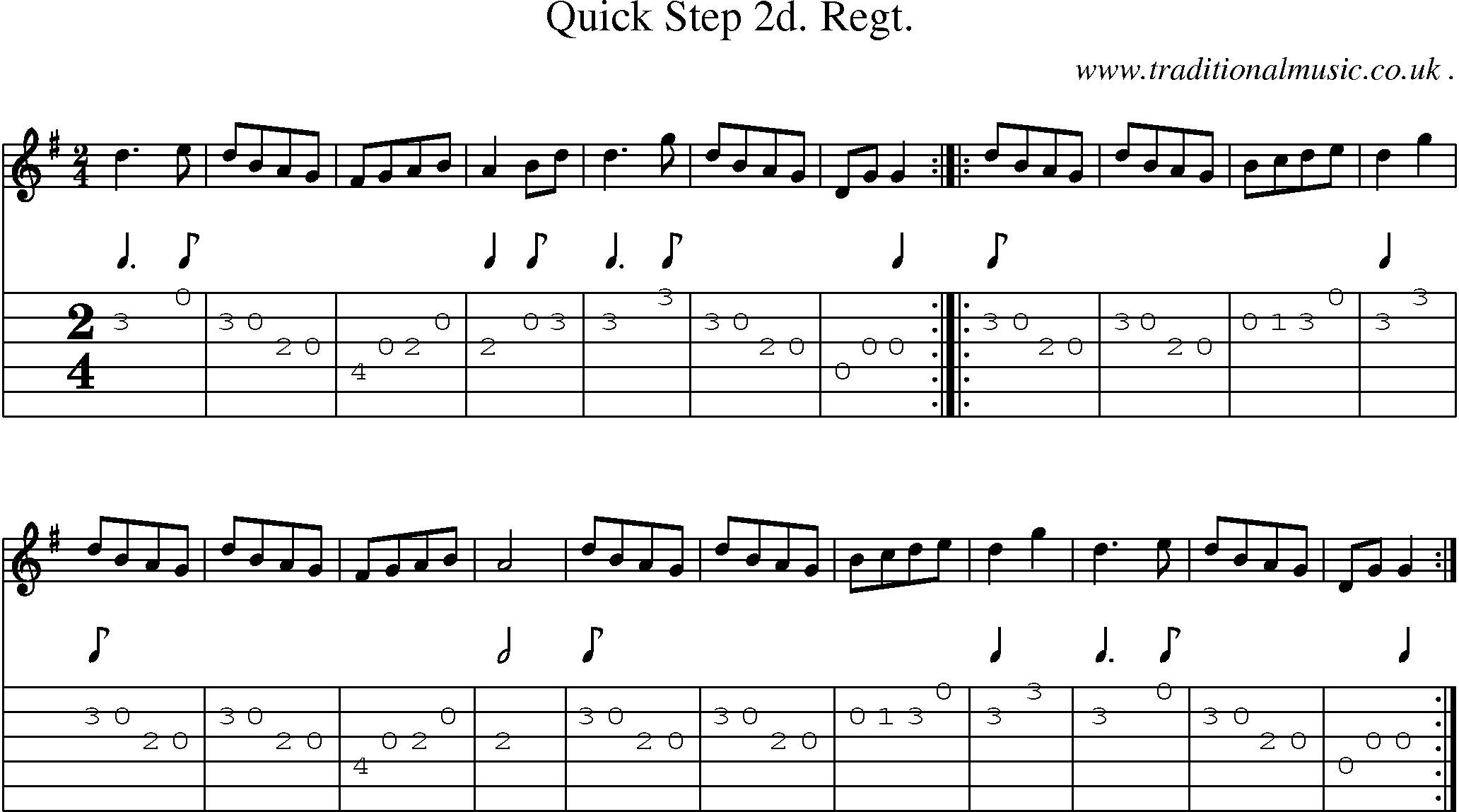 Sheet-Music and Guitar Tabs for Quick Step 2d Regt