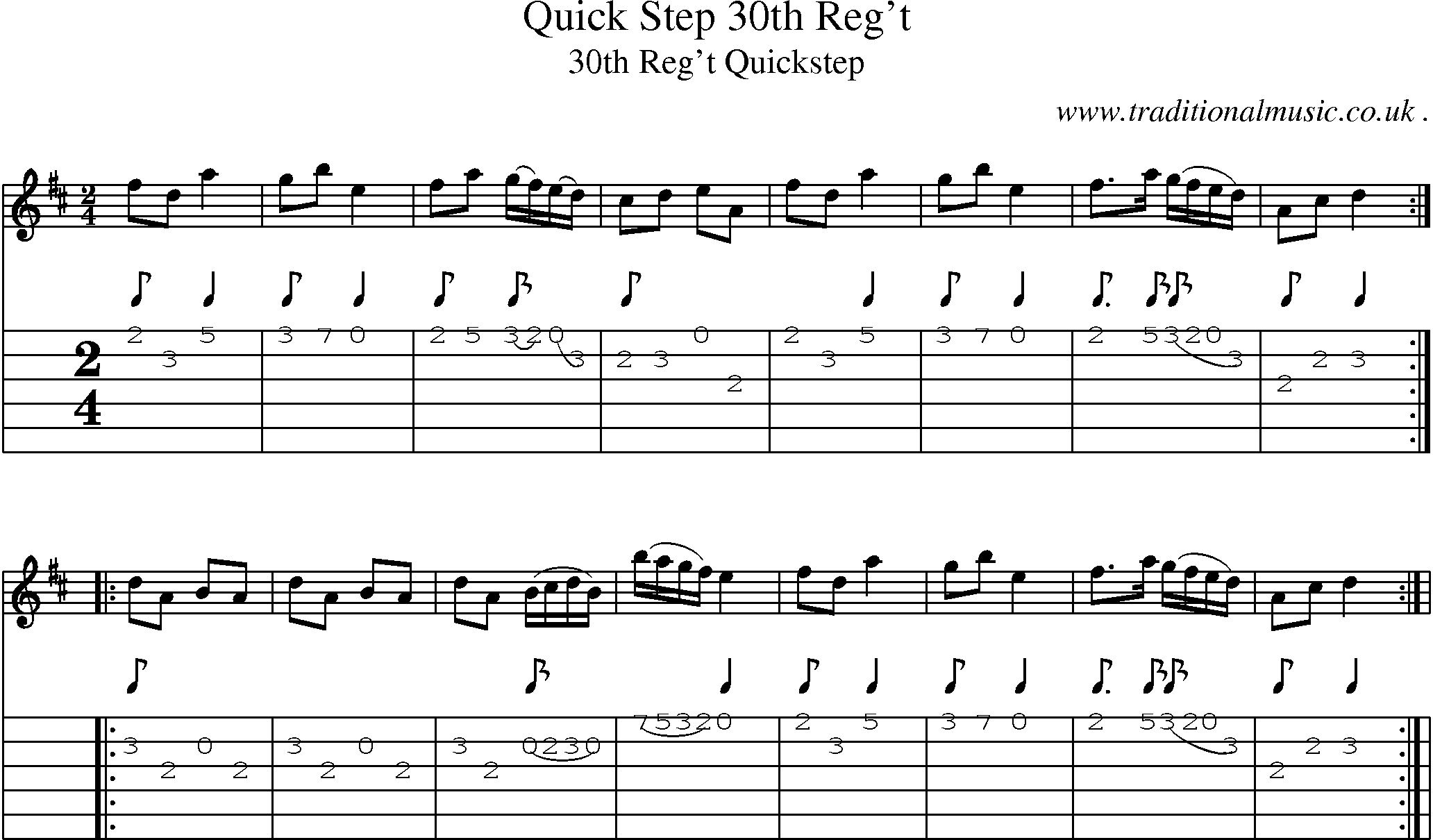 Sheet-Music and Guitar Tabs for Quick Step 30th Reg
