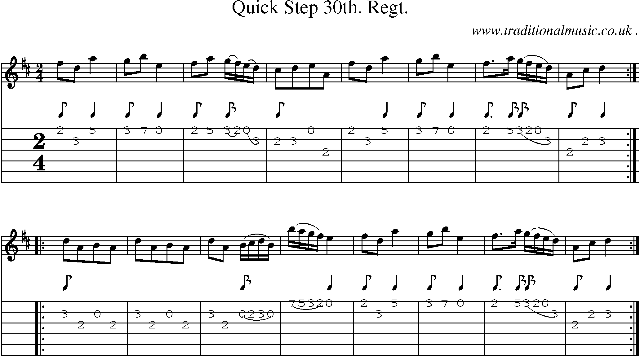 Sheet-Music and Guitar Tabs for Quick Step 30th Regt