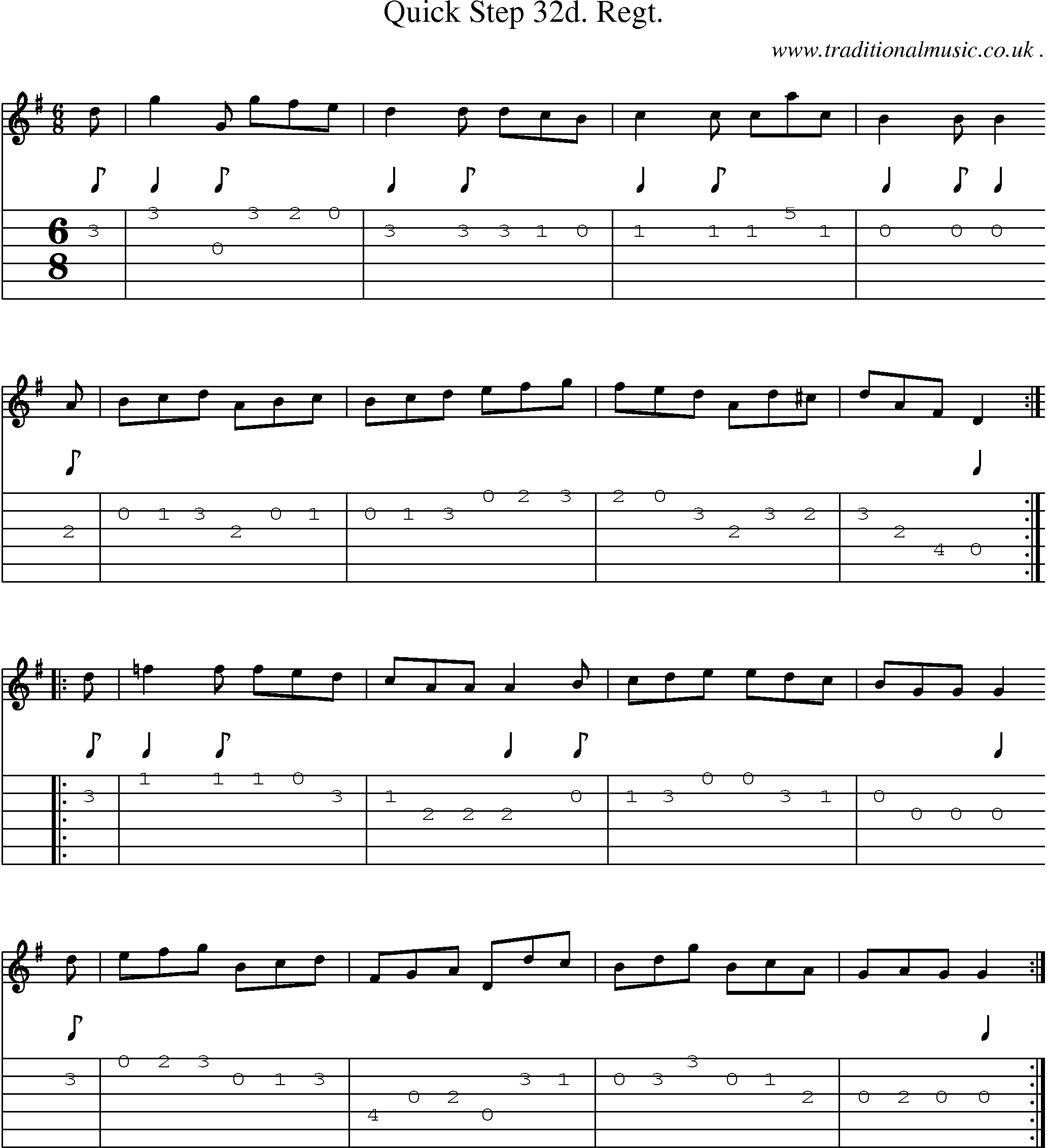 Sheet-Music and Guitar Tabs for Quick Step 32d Regt