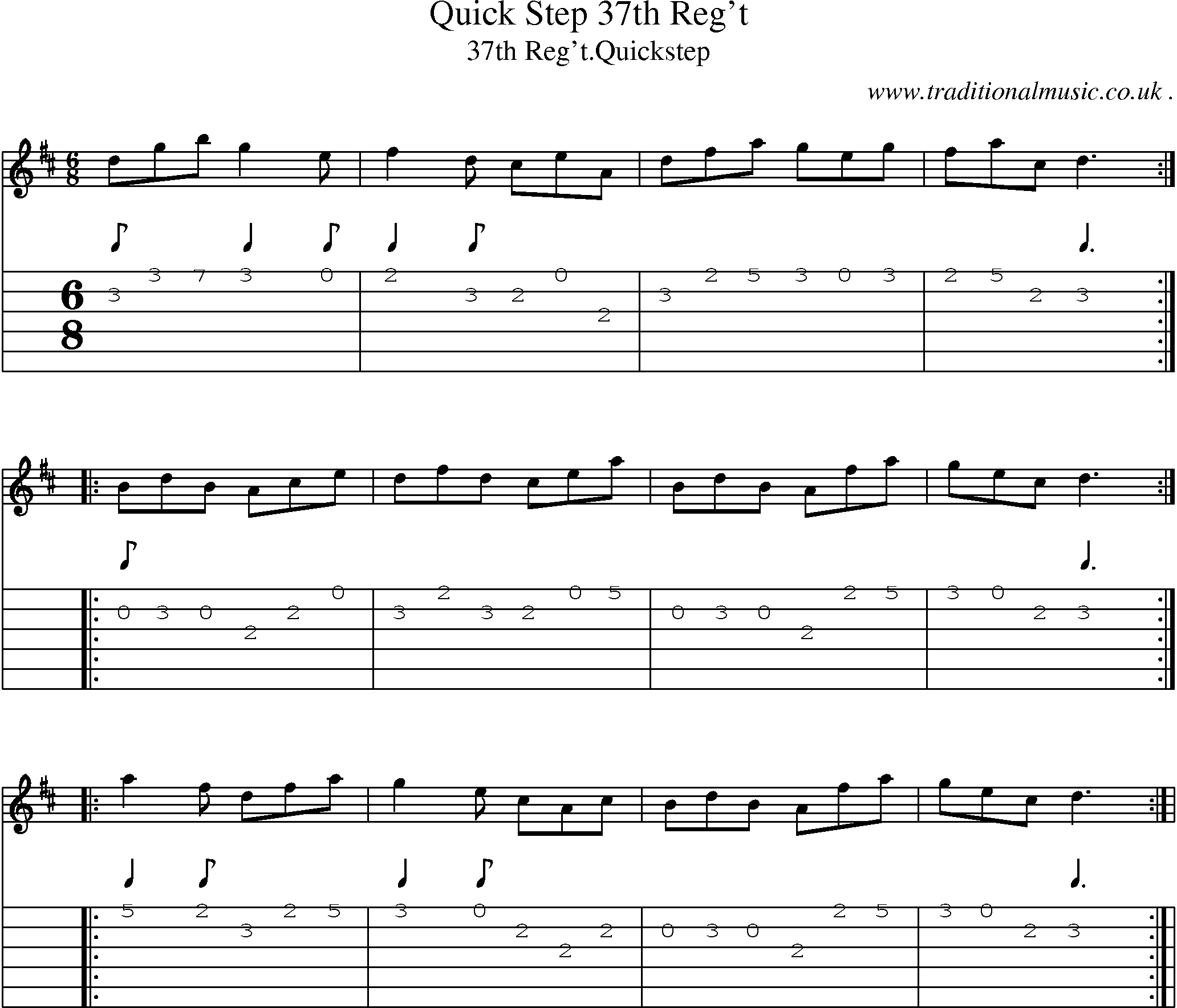 Sheet-Music and Guitar Tabs for Quick Step 37th Reg