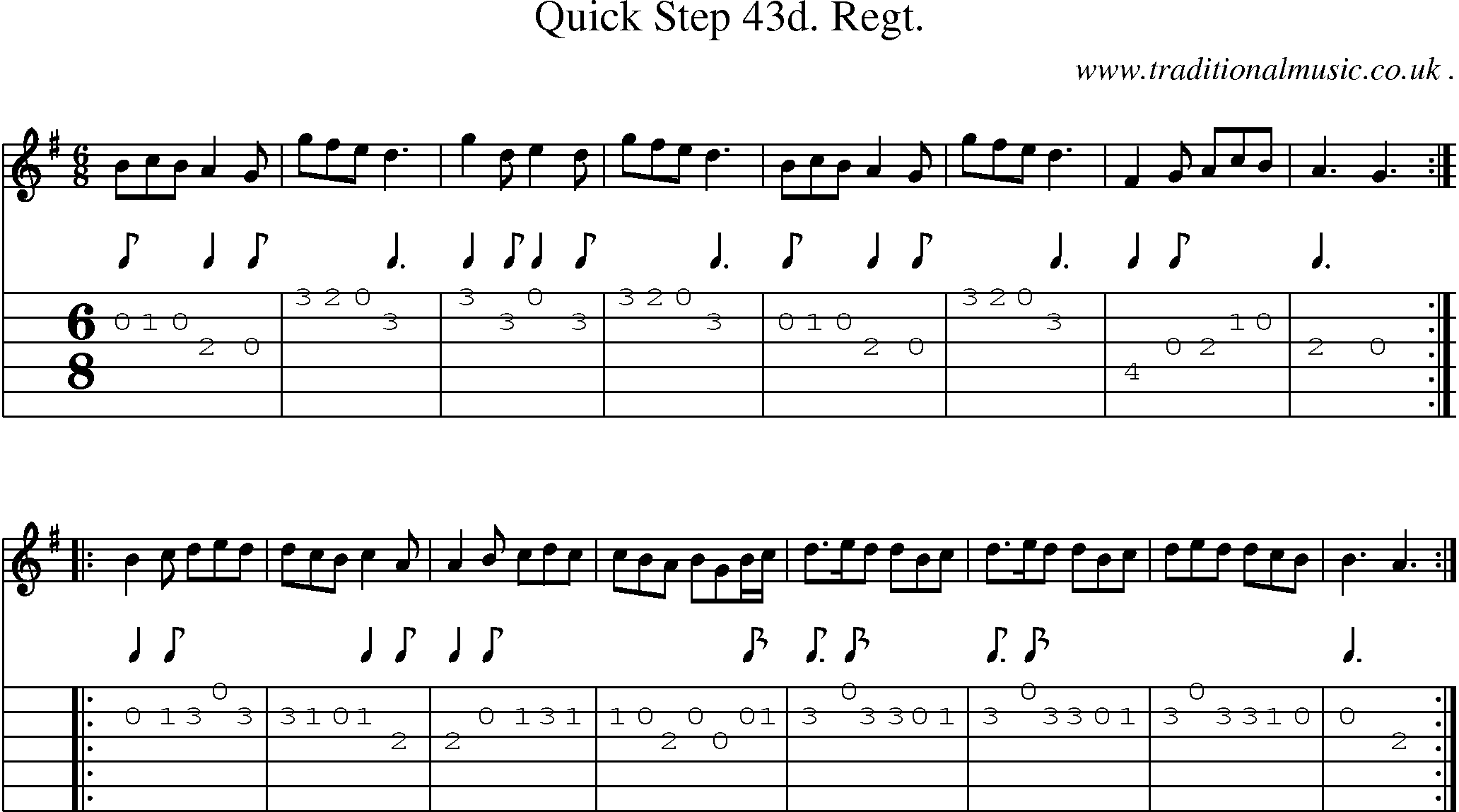 Sheet-Music and Guitar Tabs for Quick Step 43d Regt