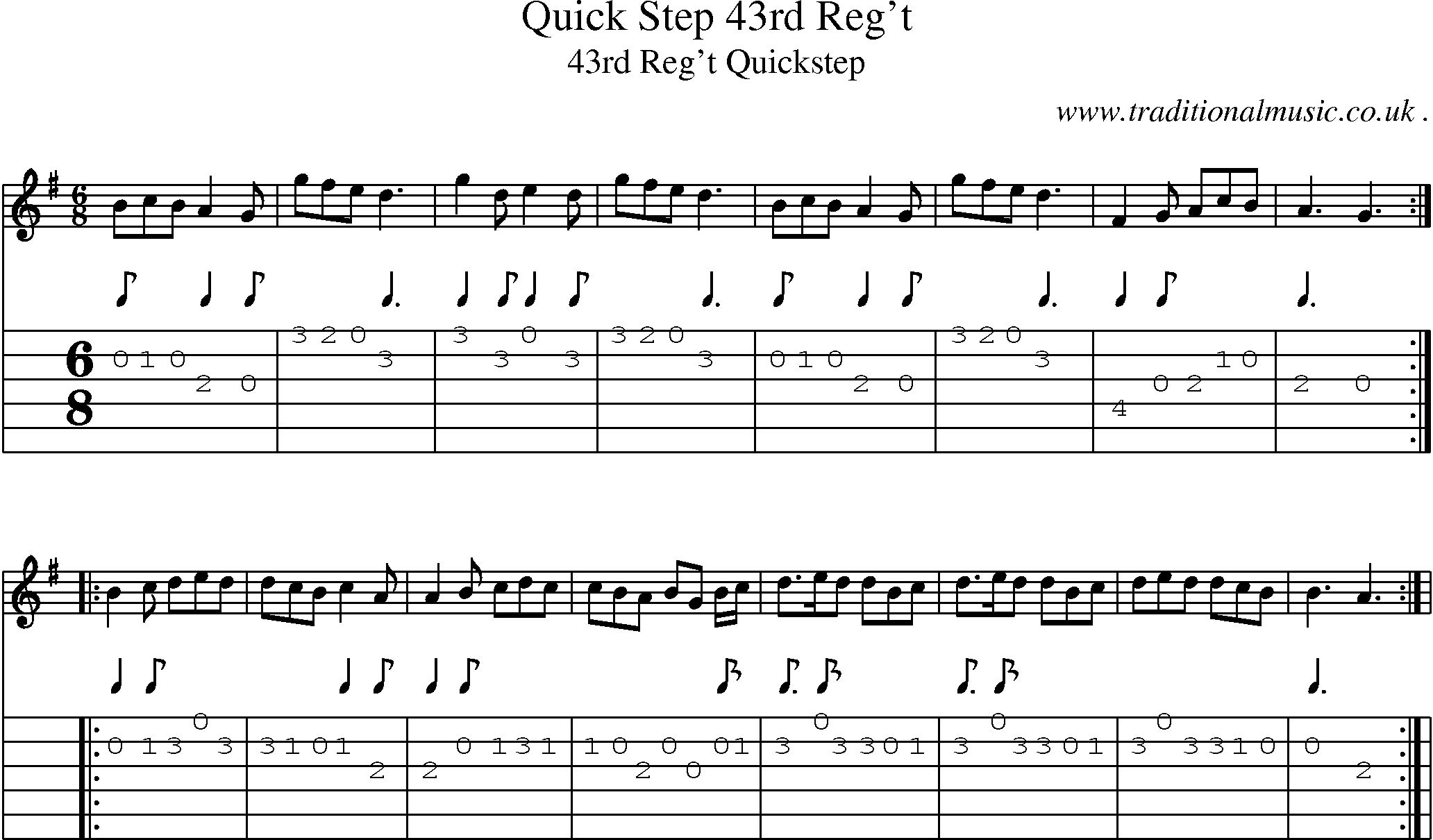 Sheet-Music and Guitar Tabs for Quick Step 43rd Regt