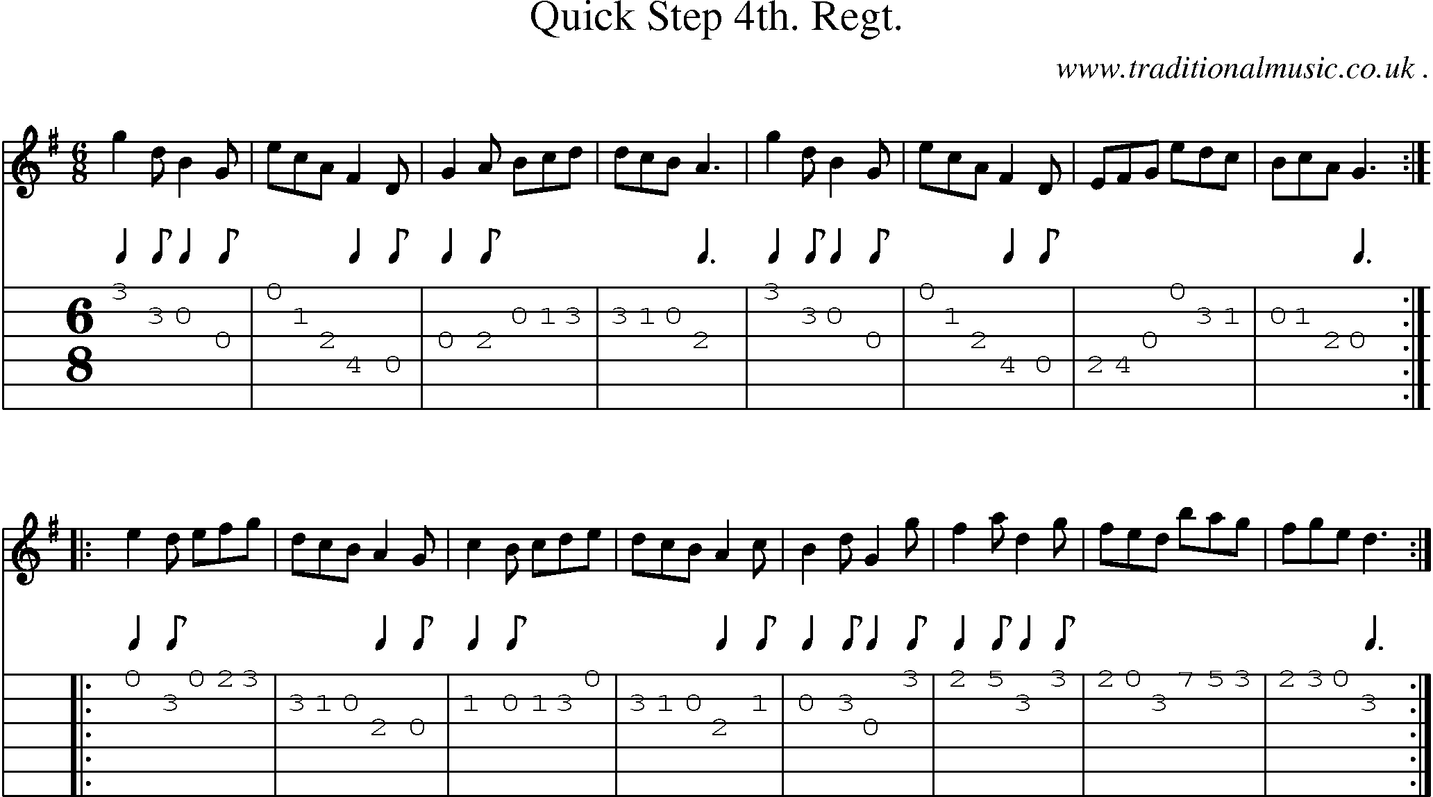 Sheet-Music and Guitar Tabs for Quick Step 4th Regt