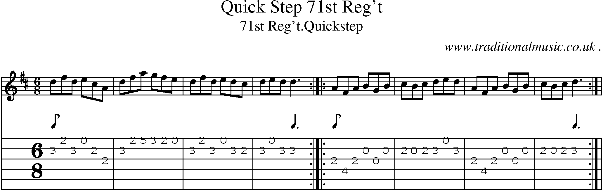 Sheet-Music and Guitar Tabs for Quick Step 71st Reg