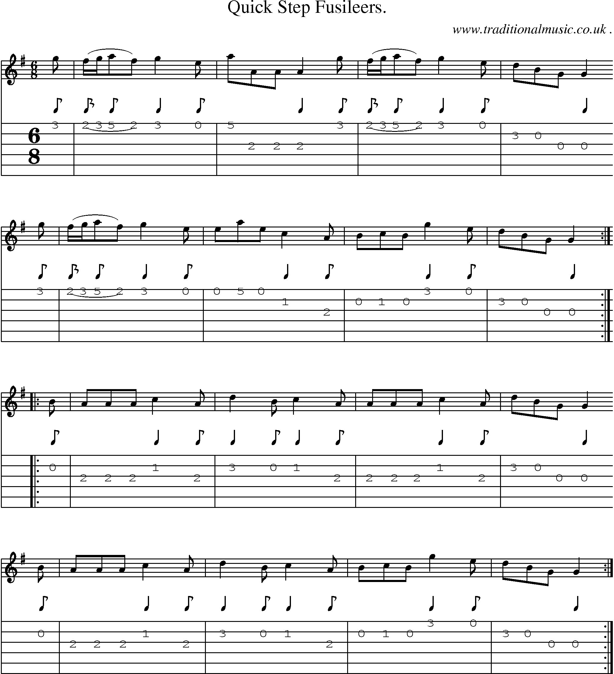 Sheet-Music and Guitar Tabs for Quick Step Fusileers