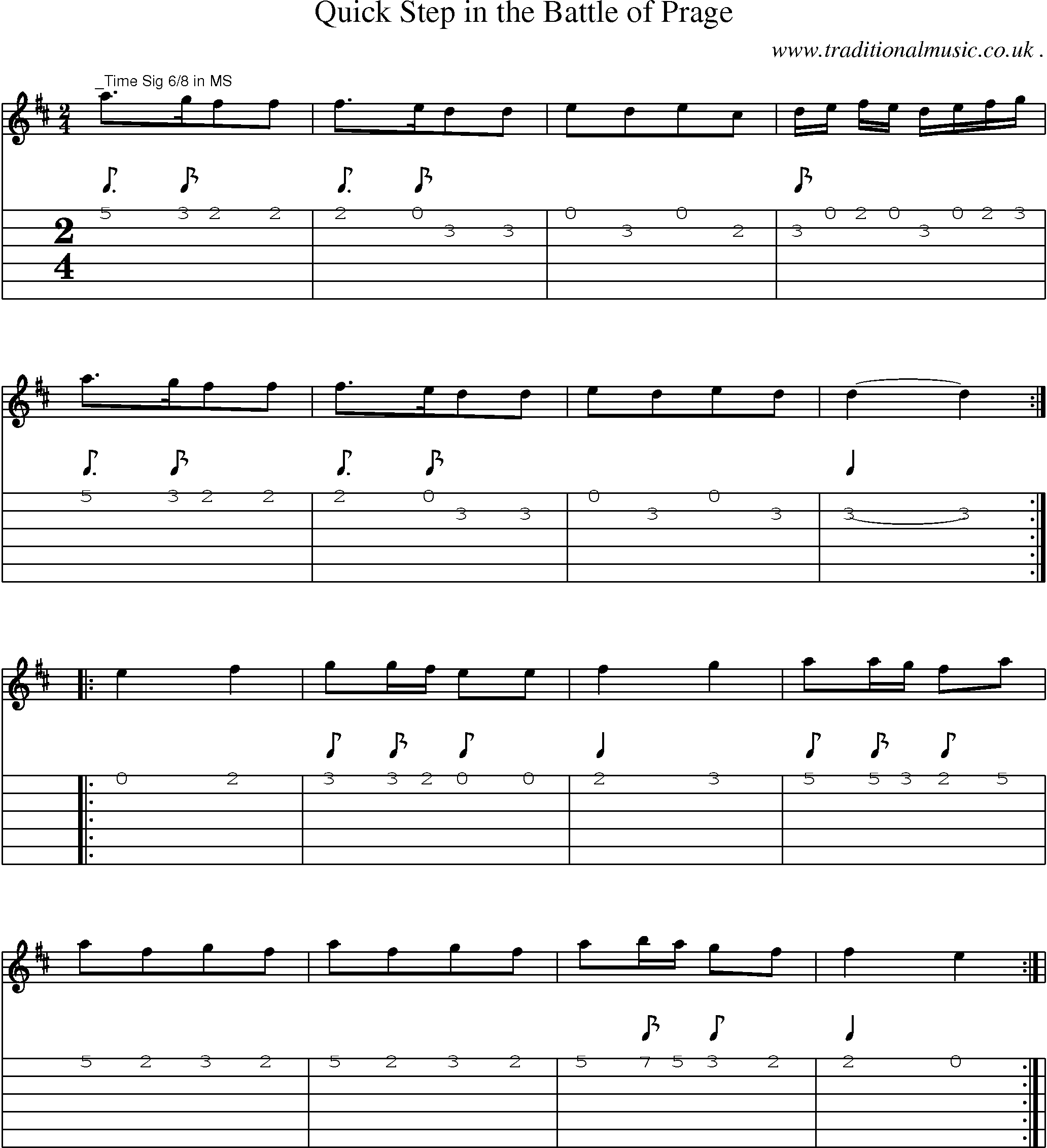 Sheet-Music and Guitar Tabs for Quick Step In The Battle Of Prage