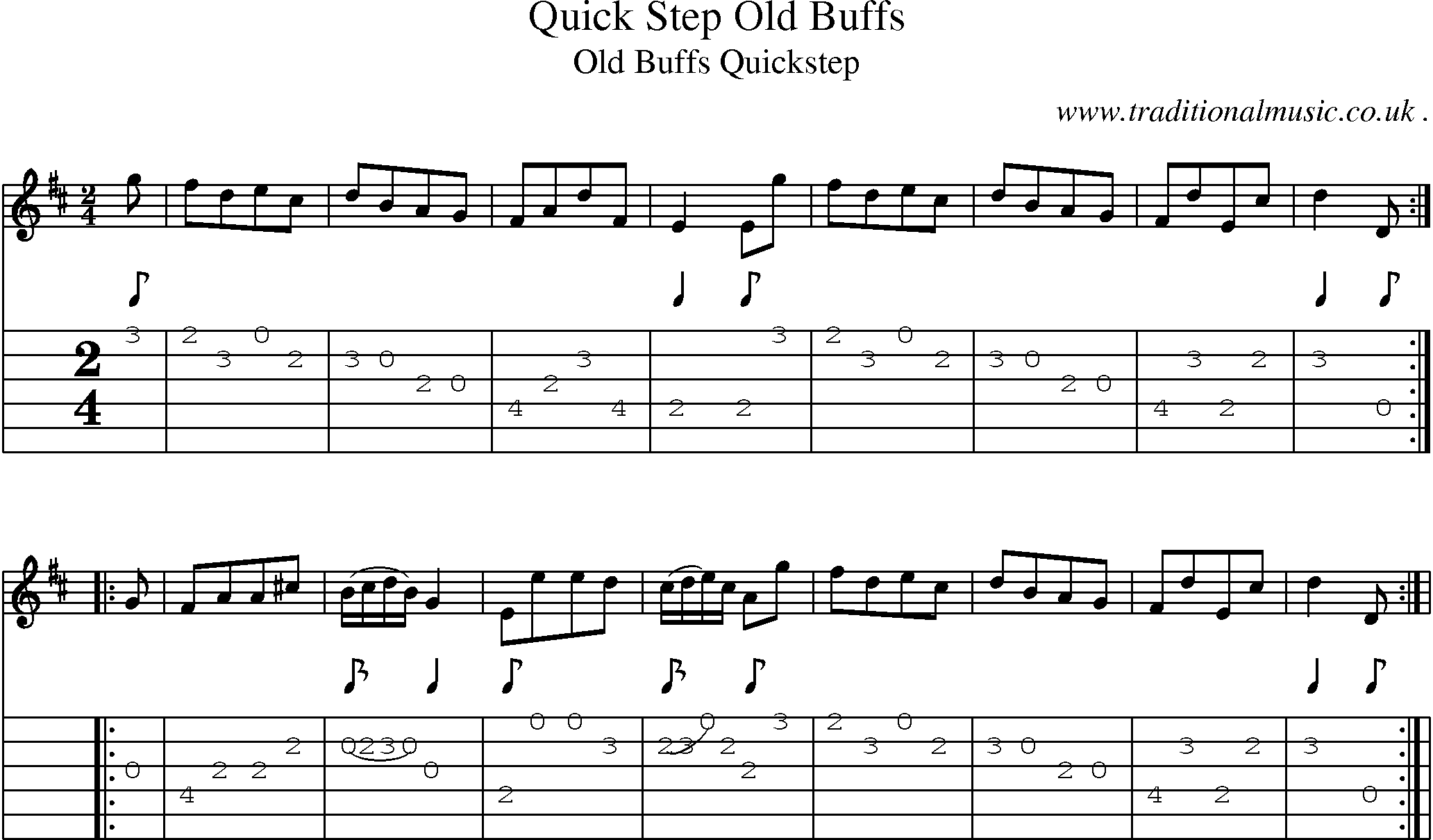 Sheet-Music and Guitar Tabs for Quick Step Old Buffs
