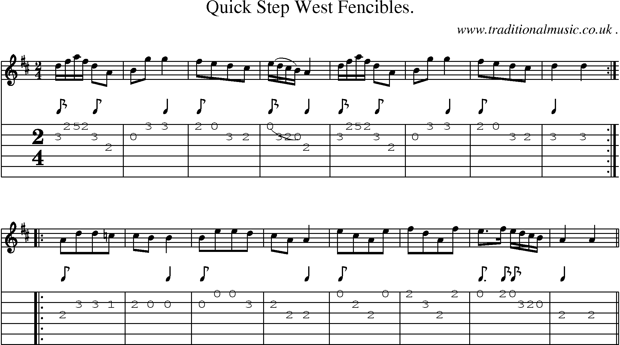 Sheet-Music and Guitar Tabs for Quick Step West Fencibles