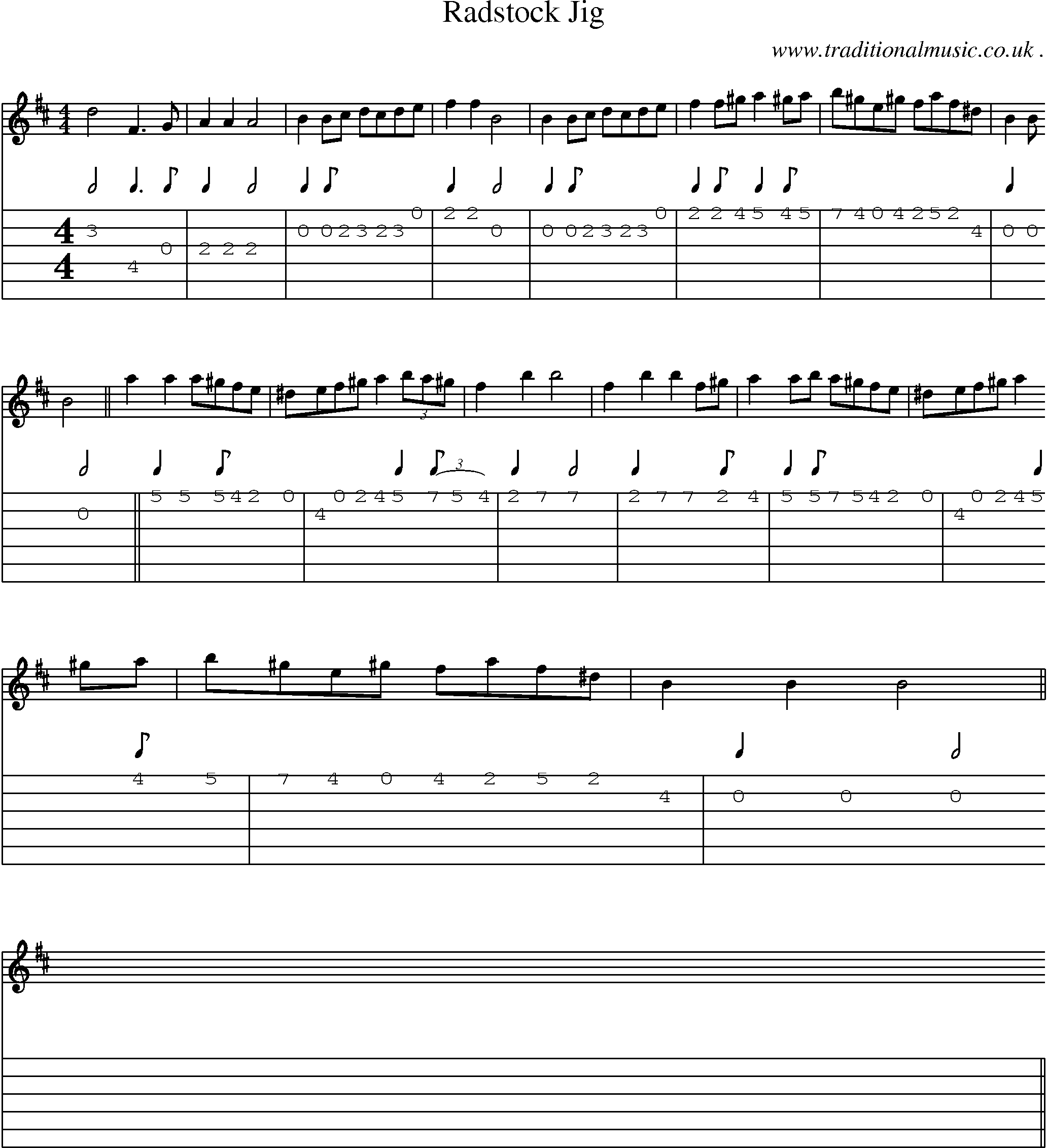 Sheet-Music and Guitar Tabs for Radstock Jig