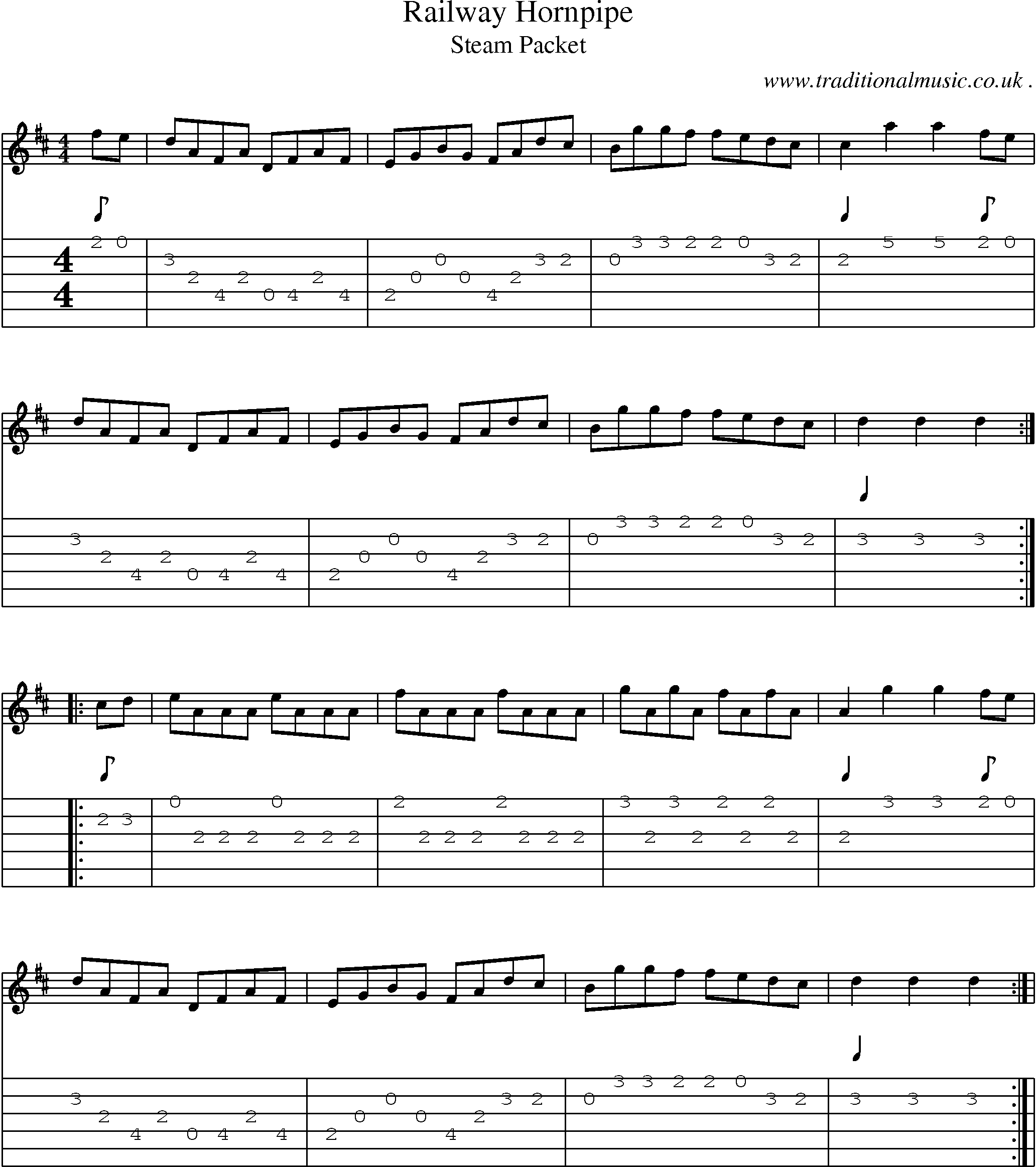 Sheet-Music and Guitar Tabs for Railway Hornpipe