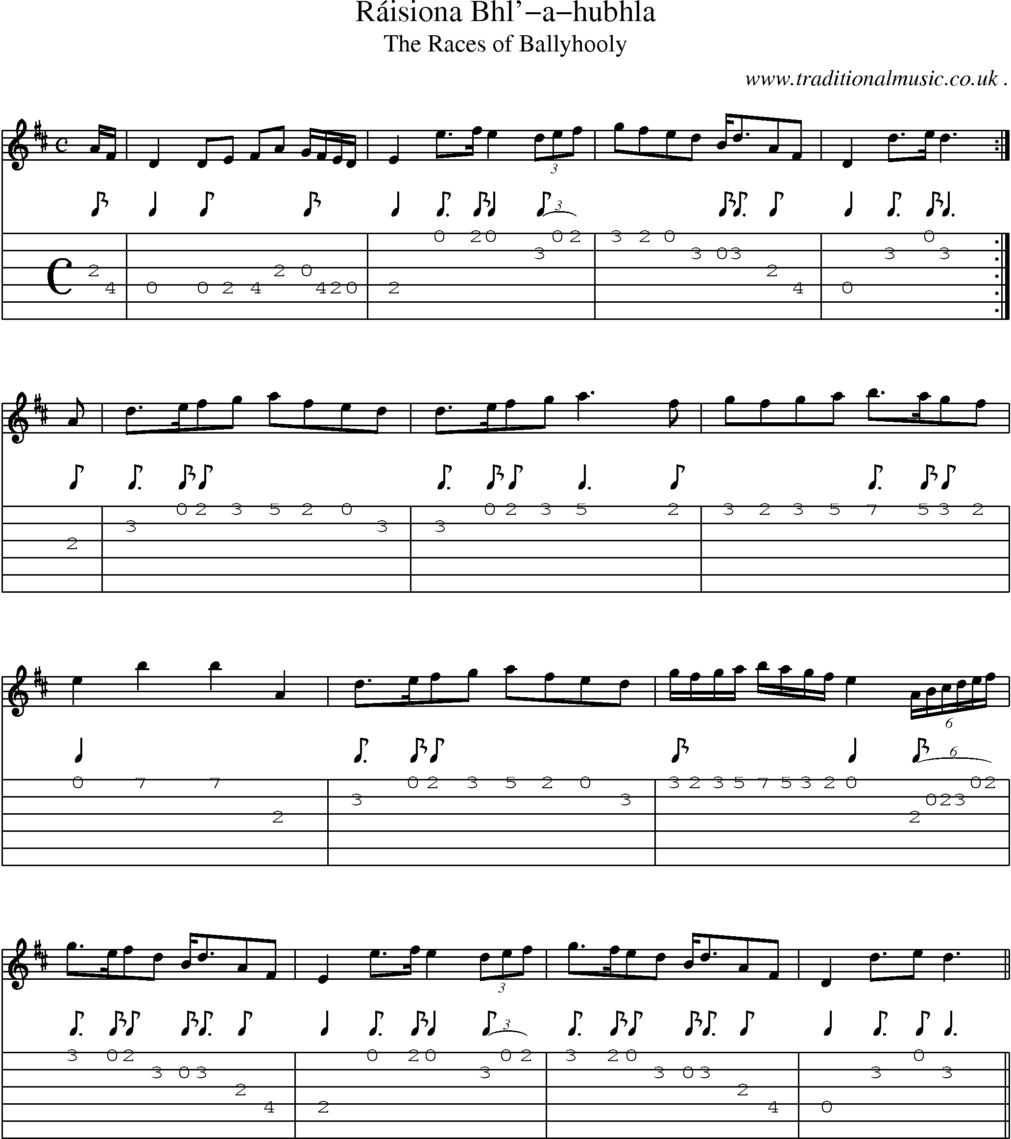 Sheet-Music and Guitar Tabs for Raisiona Bhl-a-hubhla