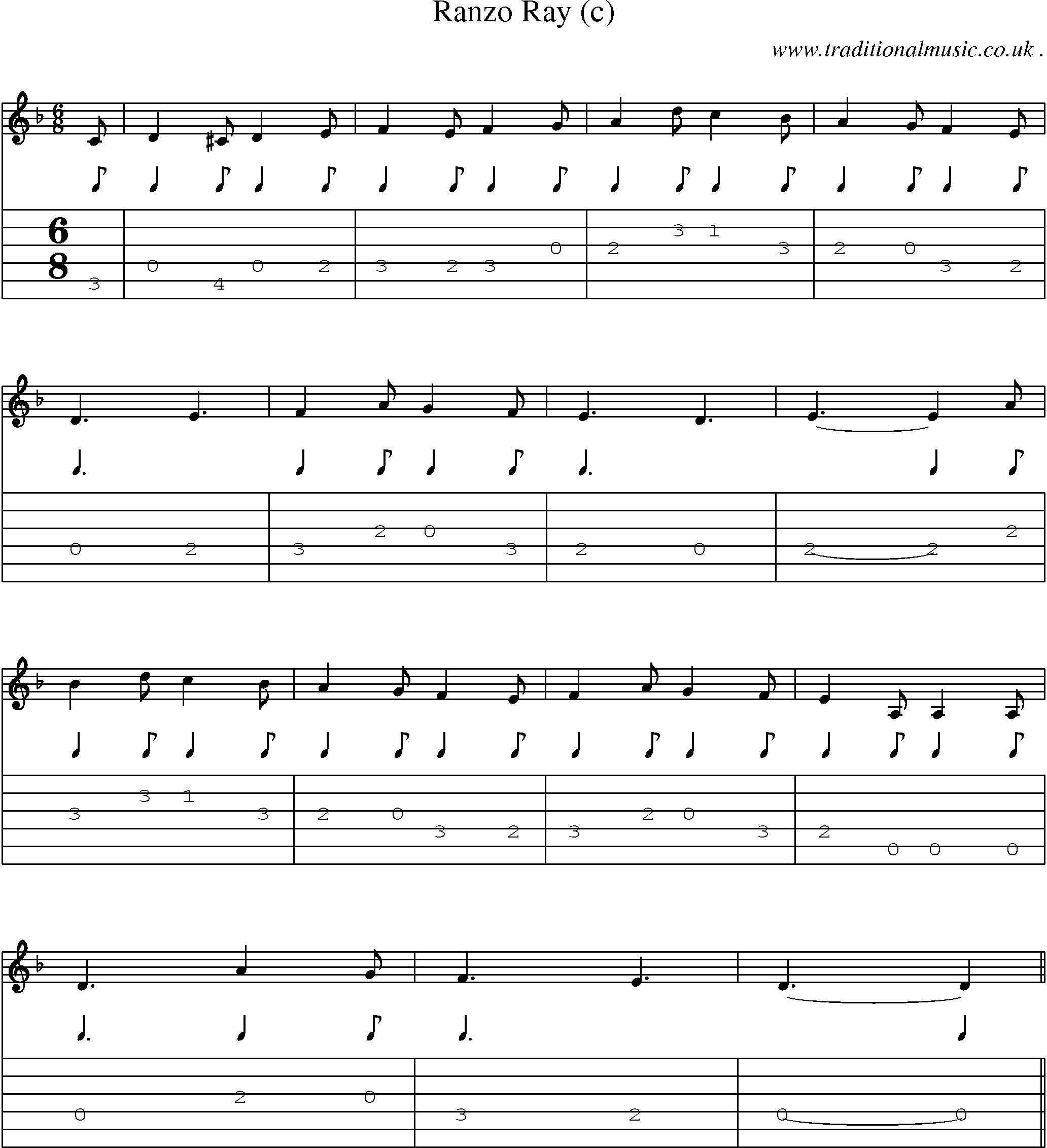Sheet-Music and Guitar Tabs for Ranzo Ray (c)