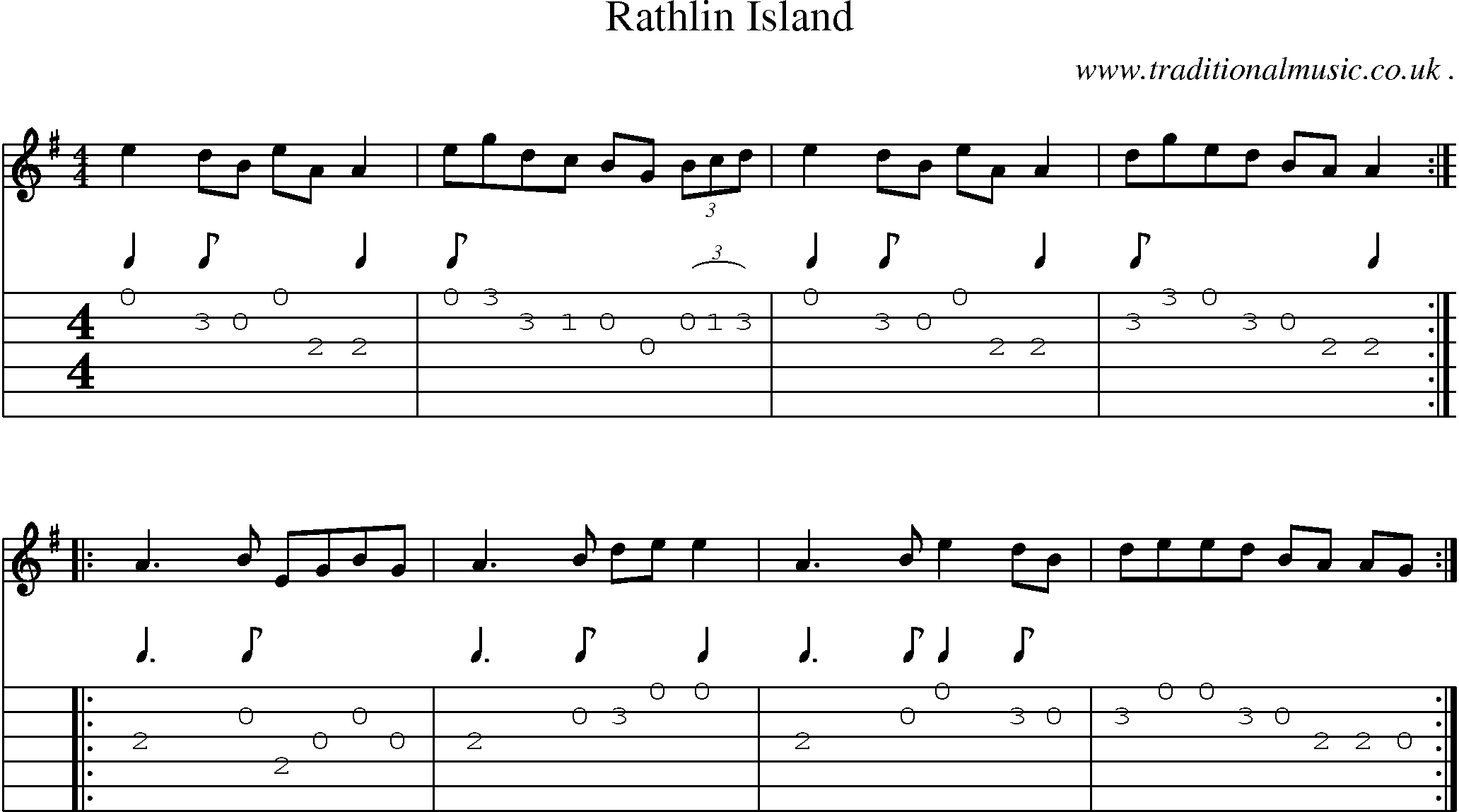 Sheet-Music and Guitar Tabs for Rathlin Island