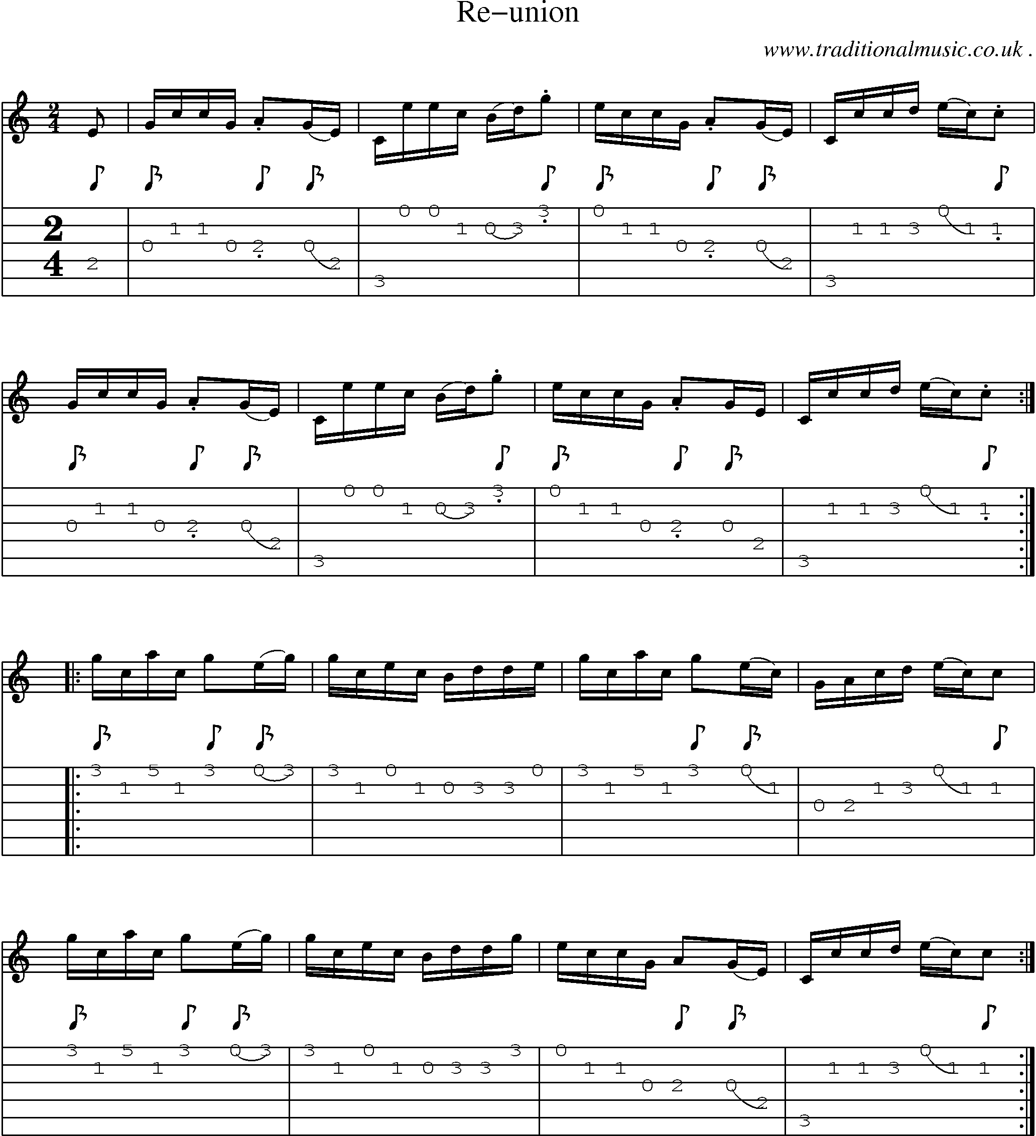 Sheet-Music and Guitar Tabs for Re-union